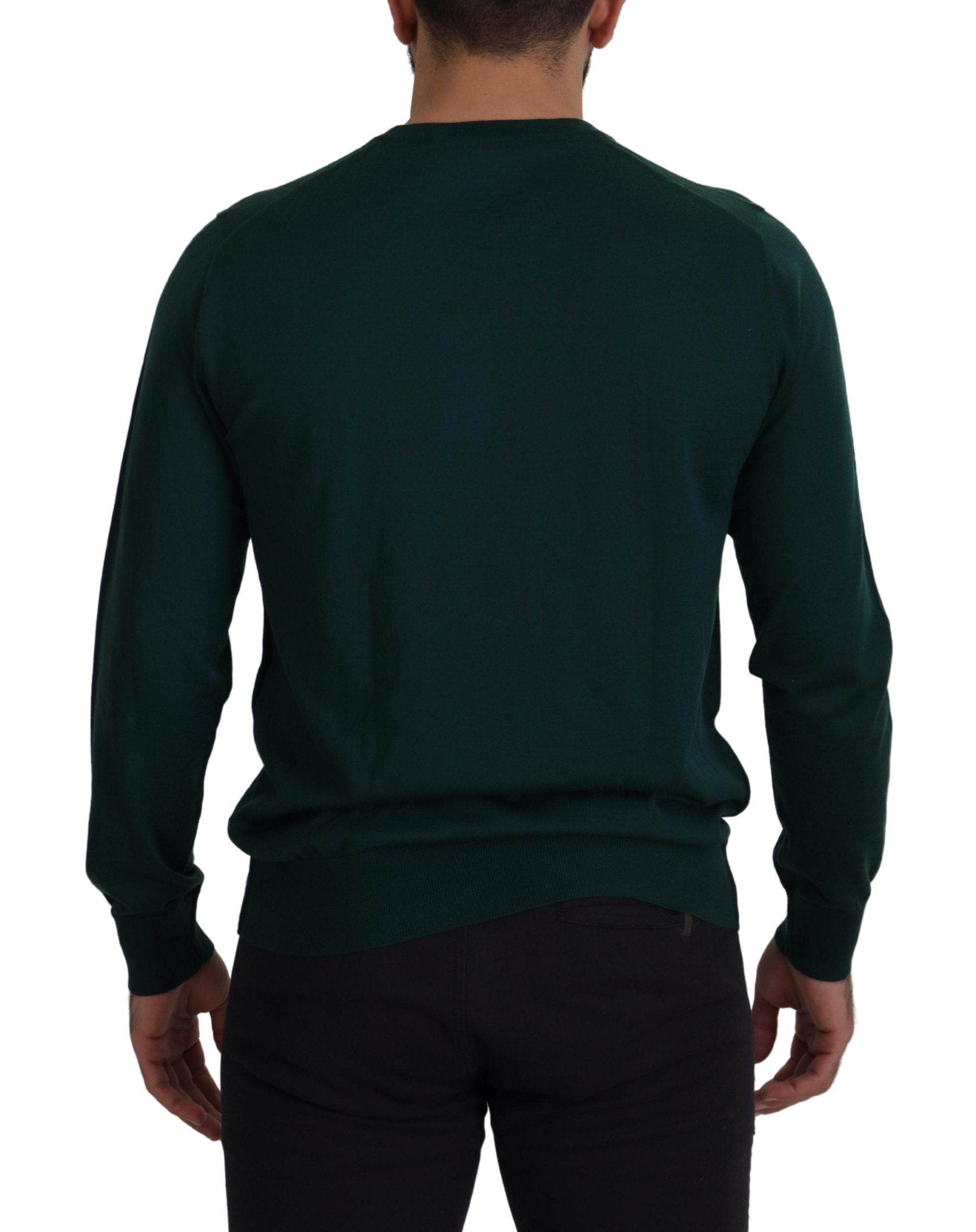 Green Cashmere Crewneck Pullover Sweater - ventzia