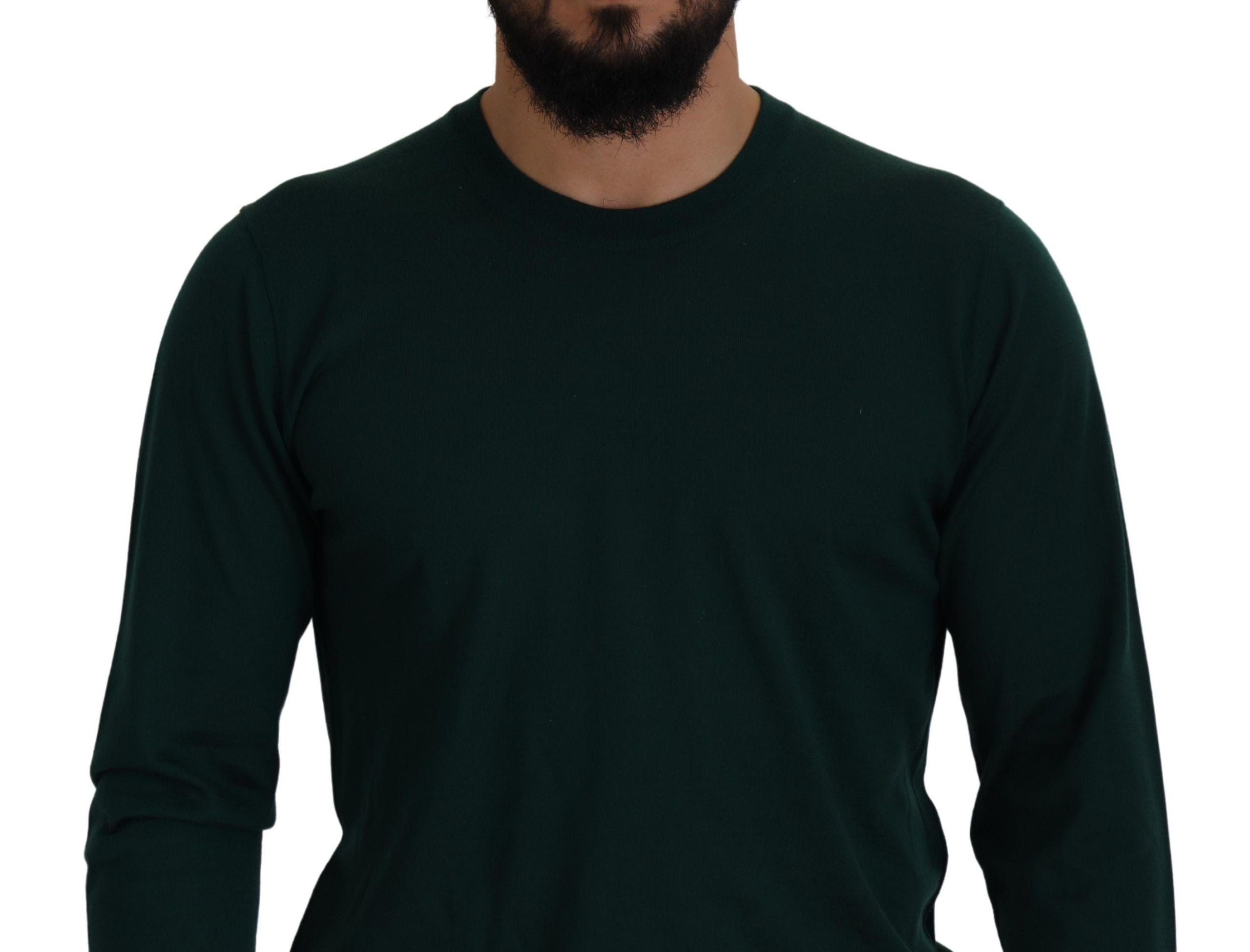 Green Cashmere Crewneck Pullover Sweater - ventzia