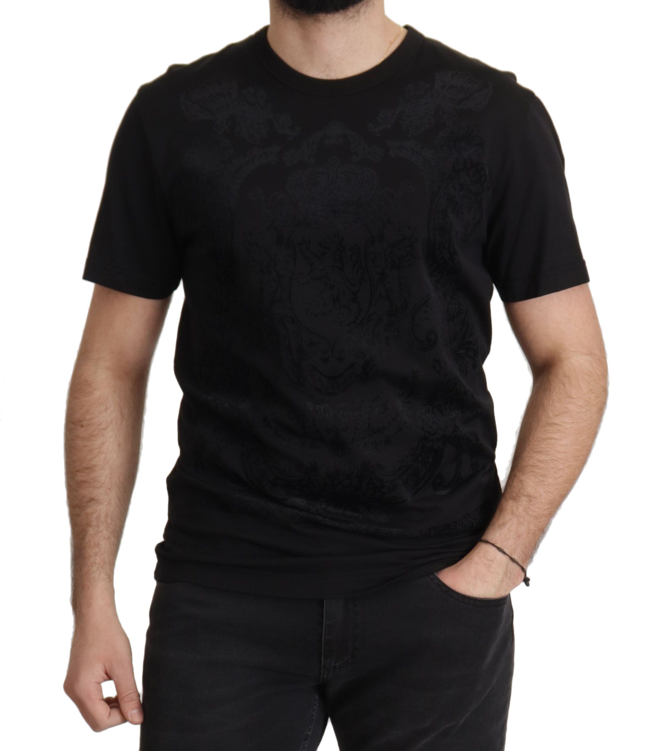 Black DG Baroque Cotton Crewneck T-shirt - ventzia