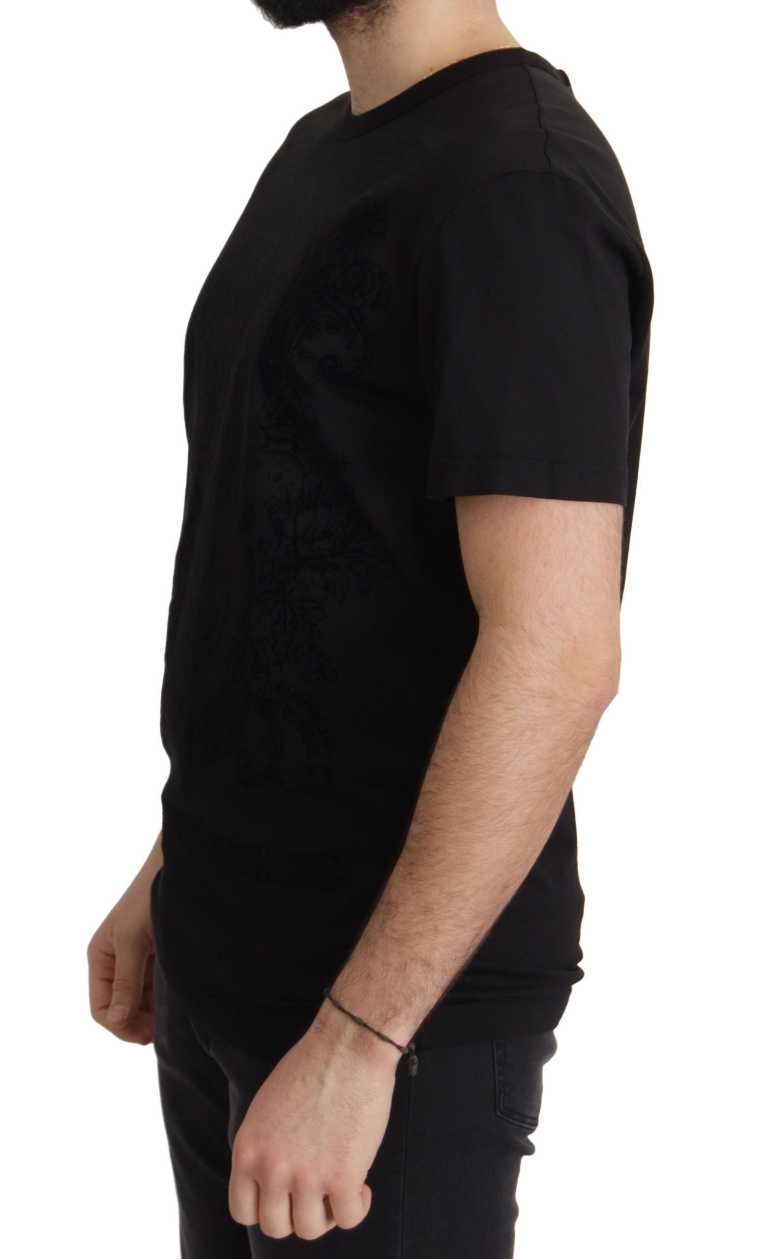 Black DG Baroque Cotton Crewneck T-shirt - ventzia