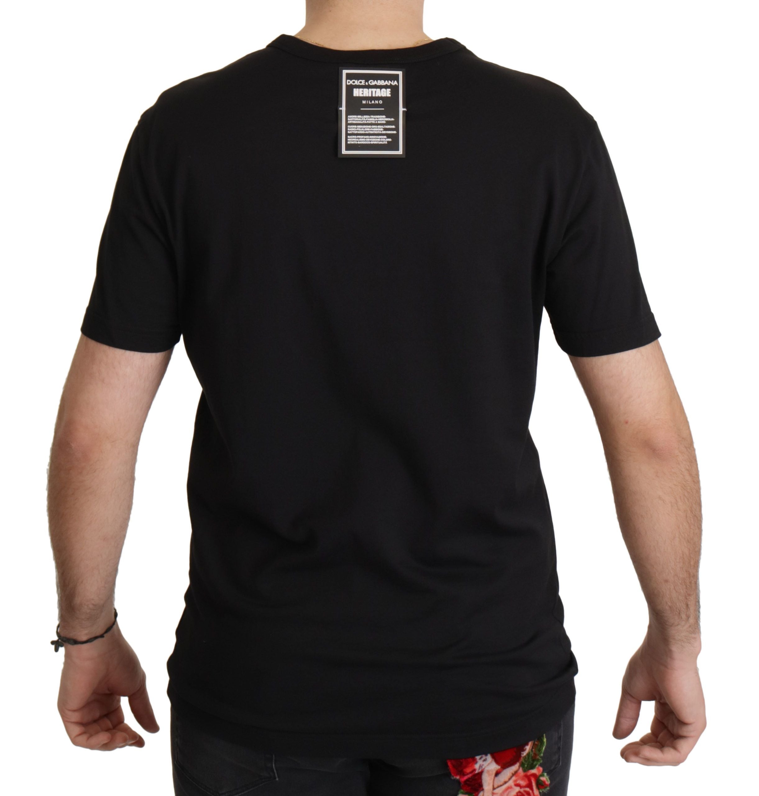 Black DG Baroque Cotton Crewneck T-shirt - ventzia
