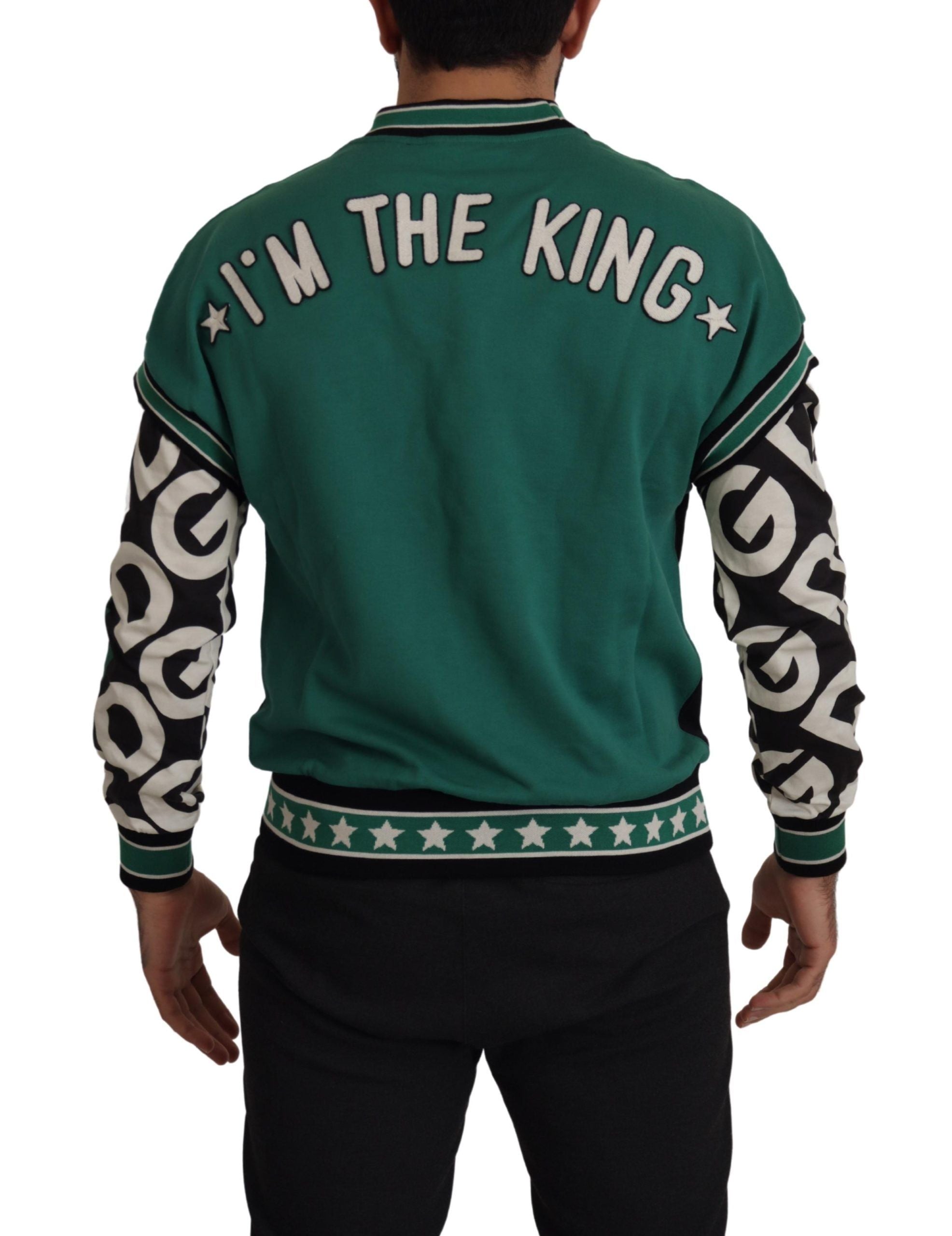 Black Green Cotton KING Star Crewneck Pullover Sweater - ventzia