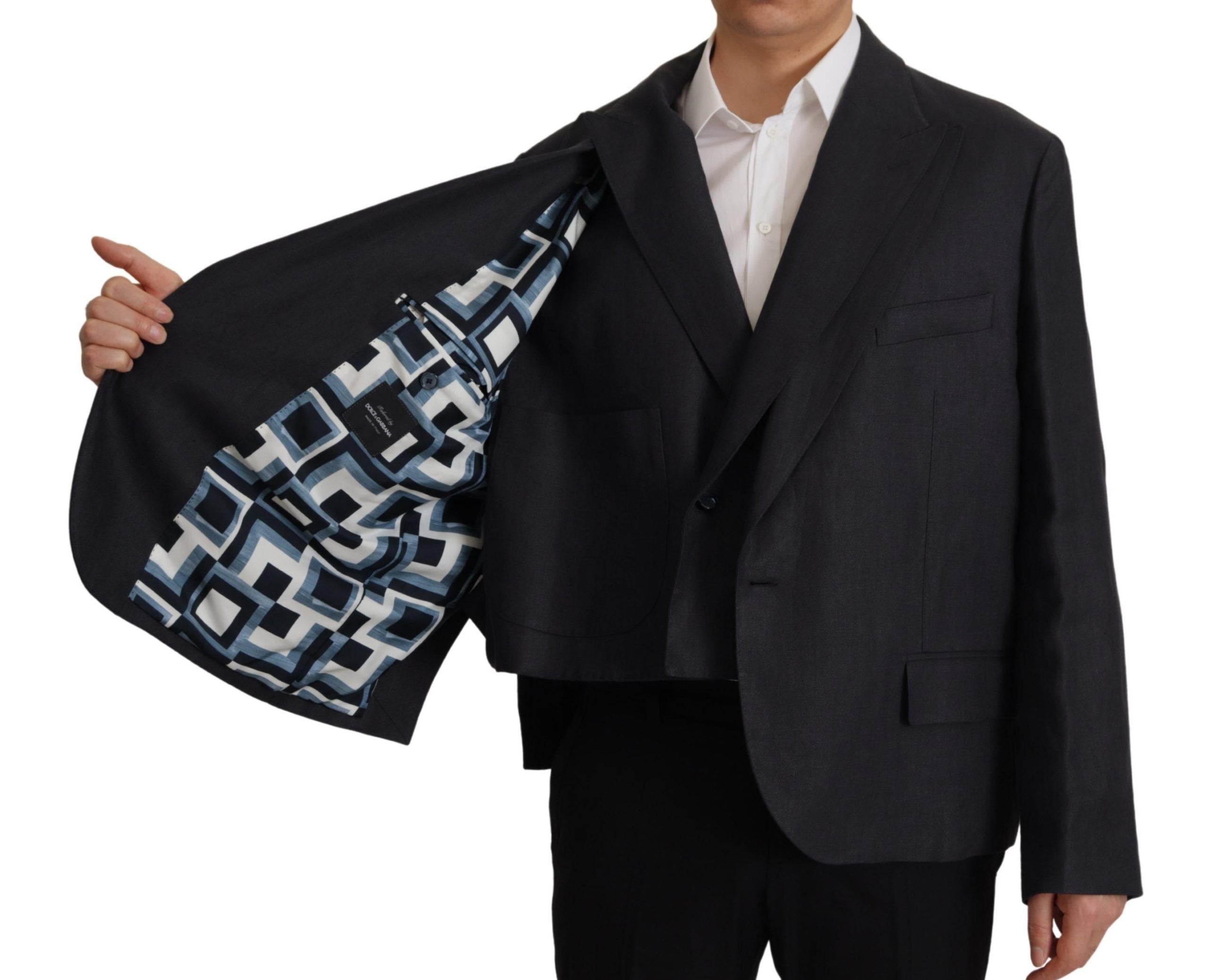 Blue Linen Formal Mens Blazer Jacket - ventzia