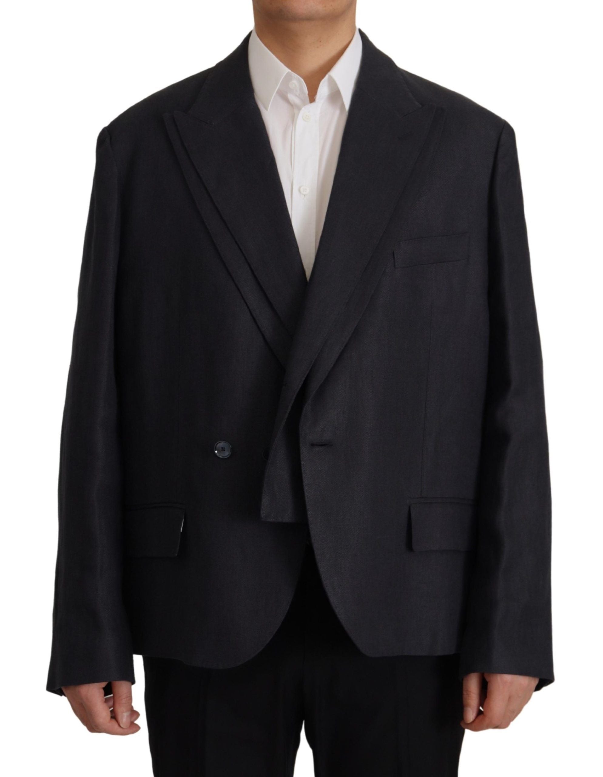 Blue Linen Formal Mens Blazer Jacket - ventzia