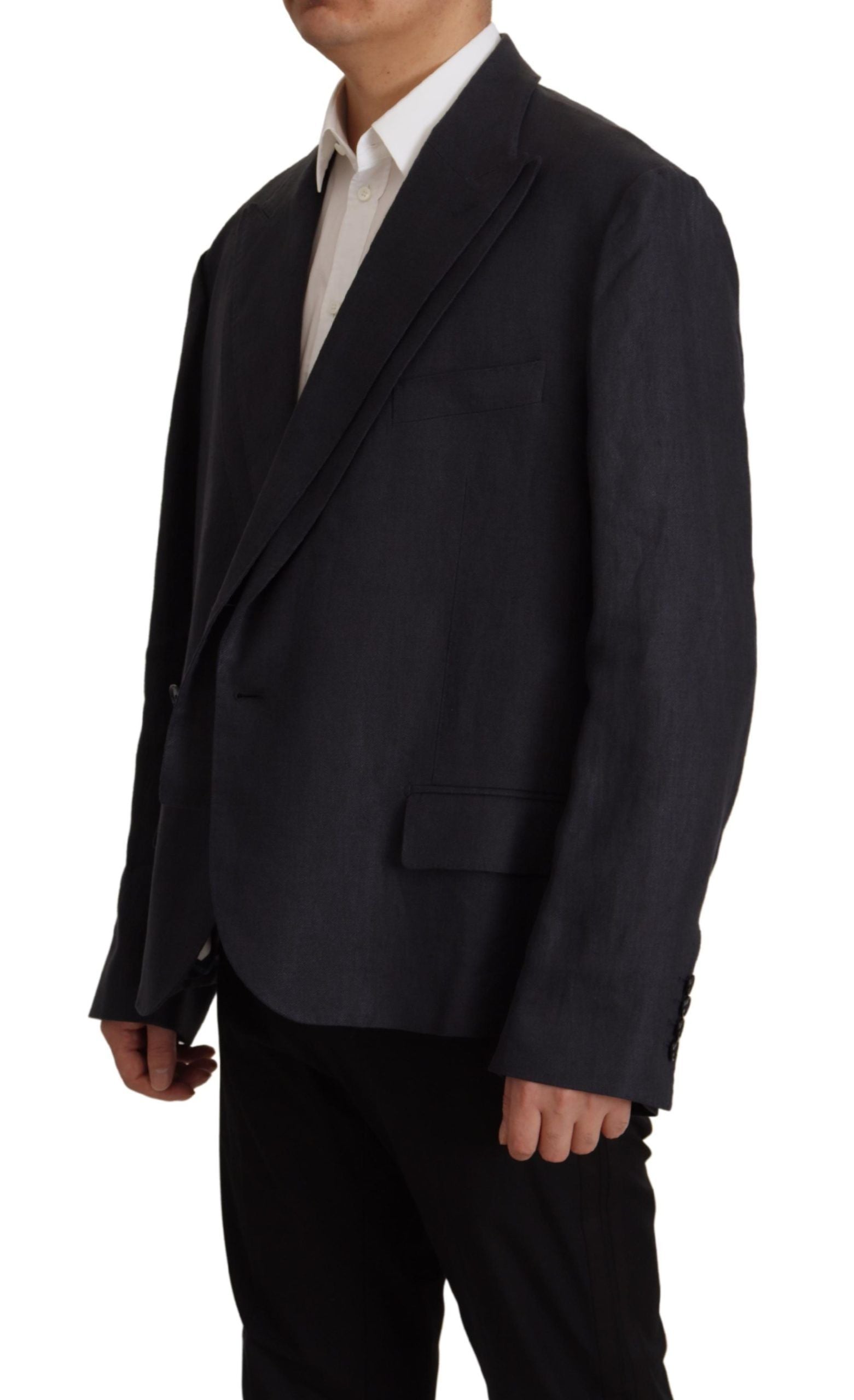 Blue Linen Formal Mens Blazer Jacket - ventzia