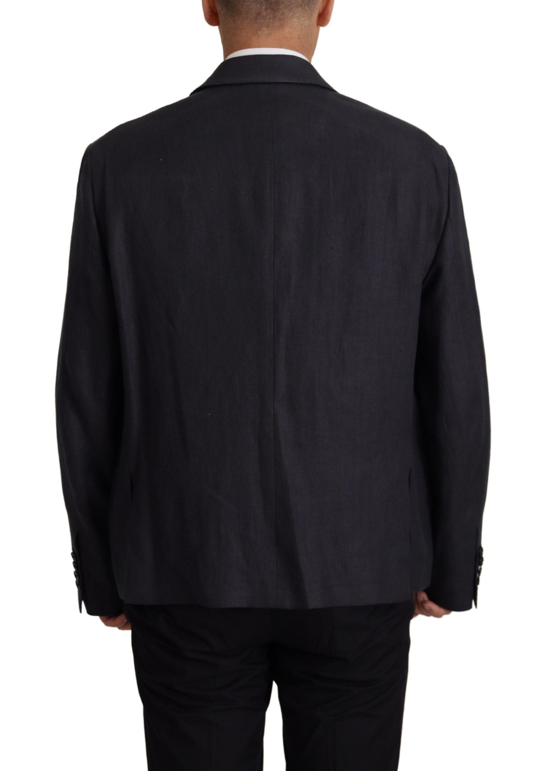 Blue Linen Formal Mens Blazer Jacket - ventzia