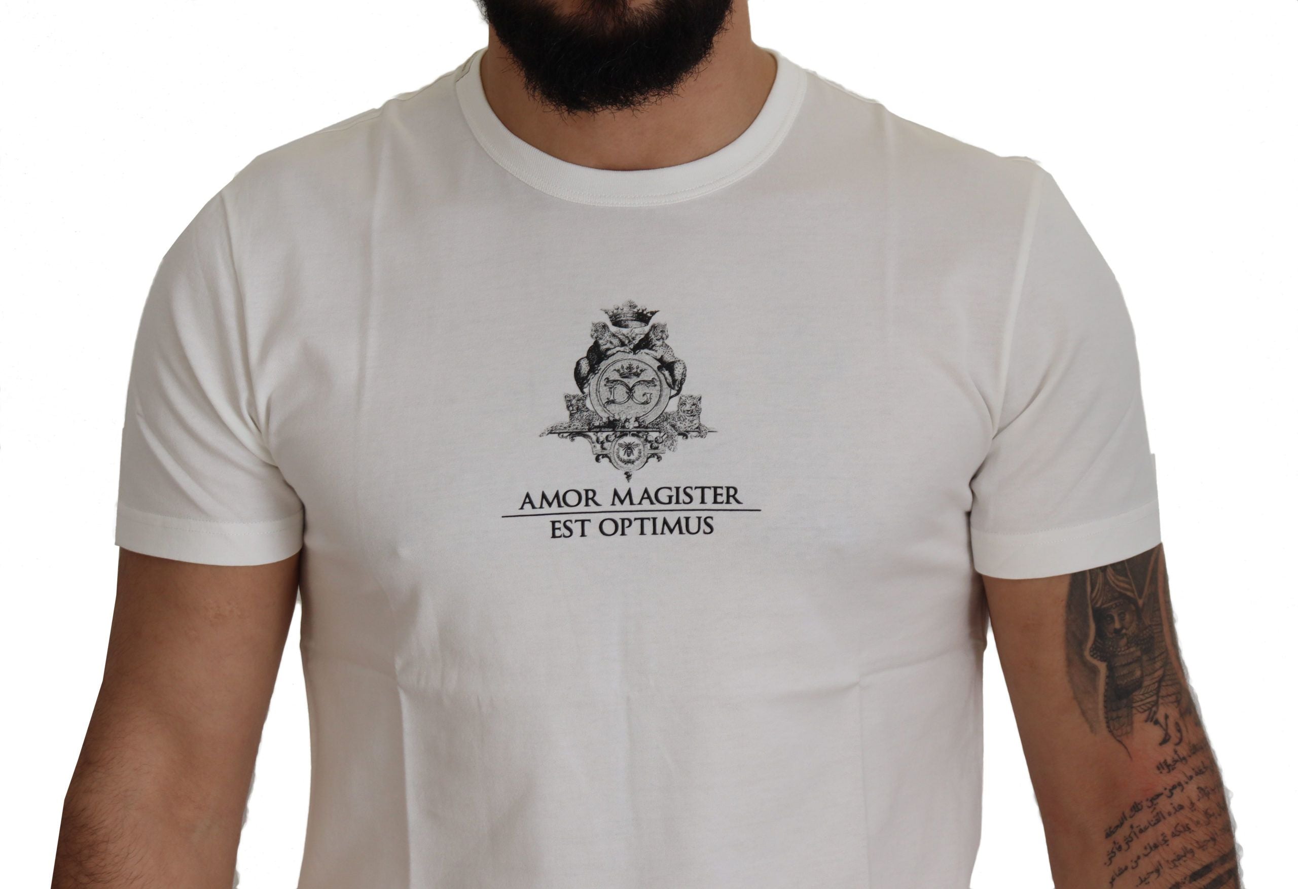 White Logo Cotton Amor Magister T-shirt - ventzia