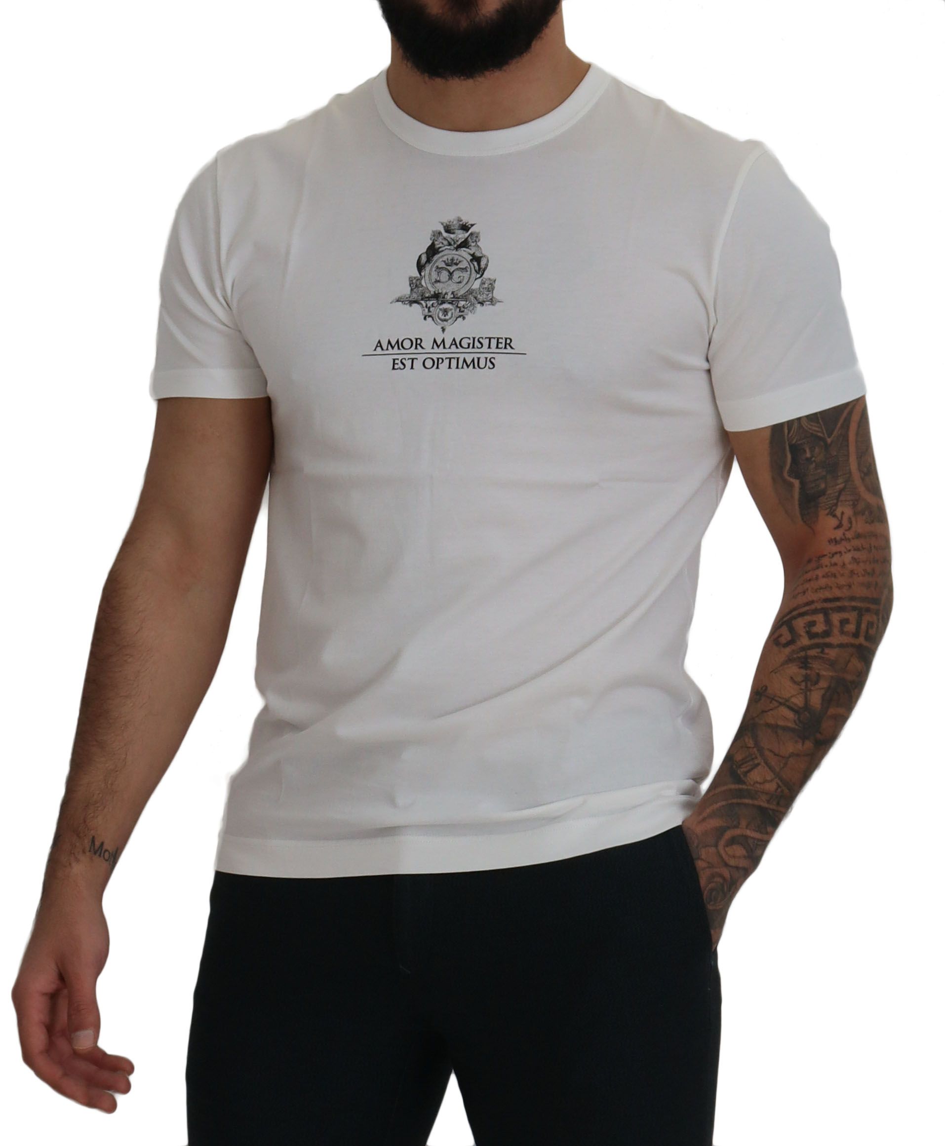 White Logo Cotton Amor Magister T-shirt - ventzia