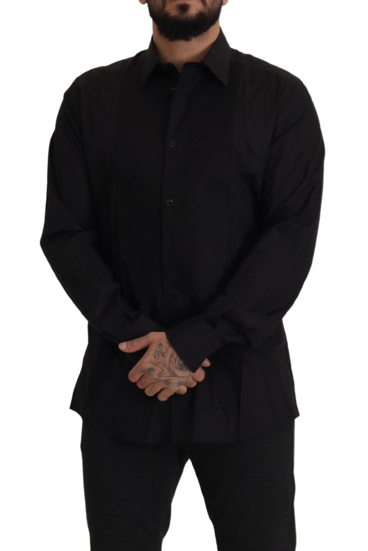 Black GOLD Slim Fit Tuxedo Dress Shirt - ventzia