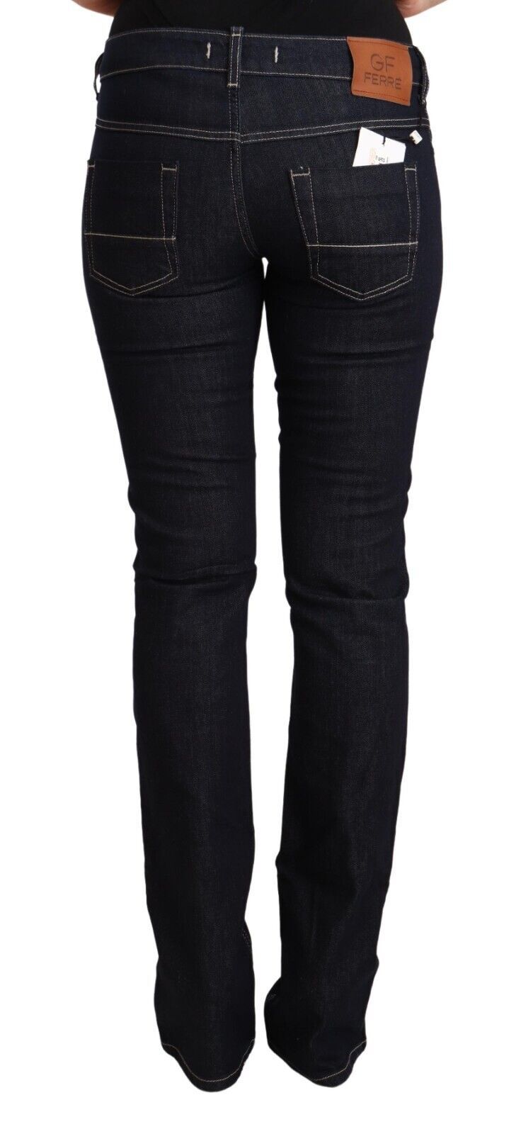 Black Cotton Stretch Low Waist Skinny Denim Jeans - ventzia