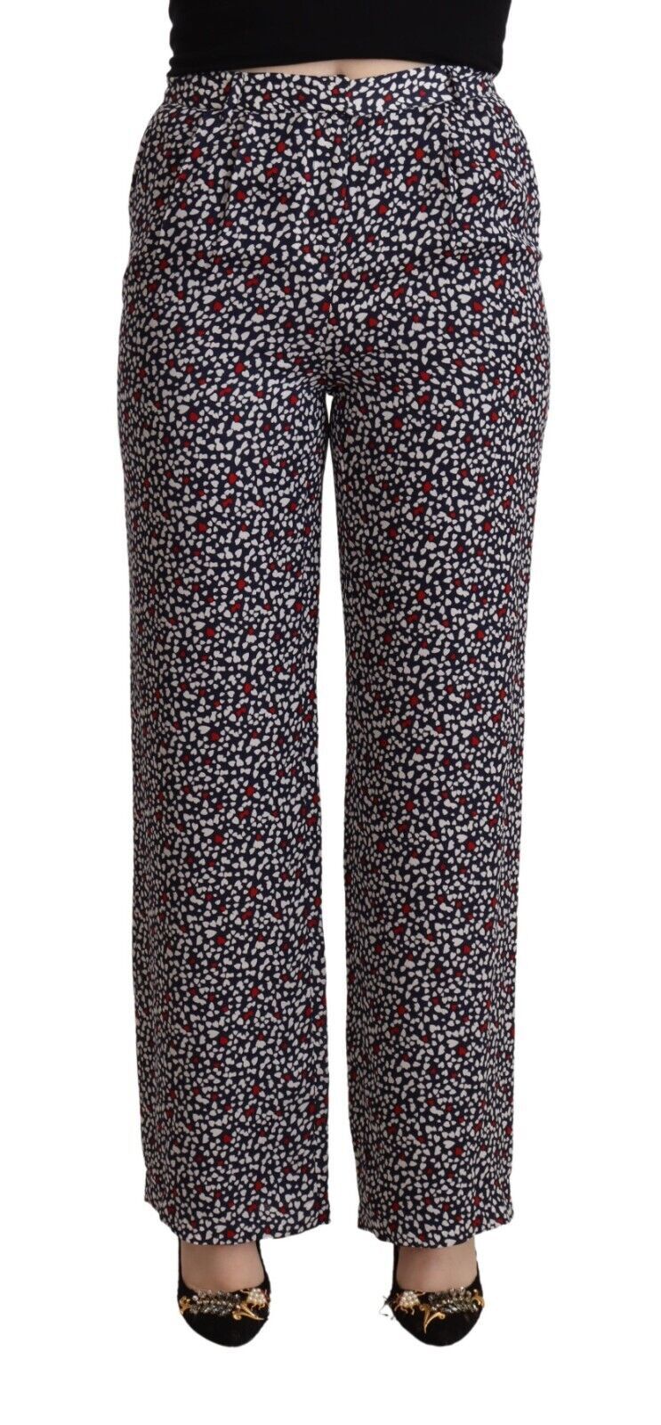 Black High Waist Printed Straight Pants - ventzia