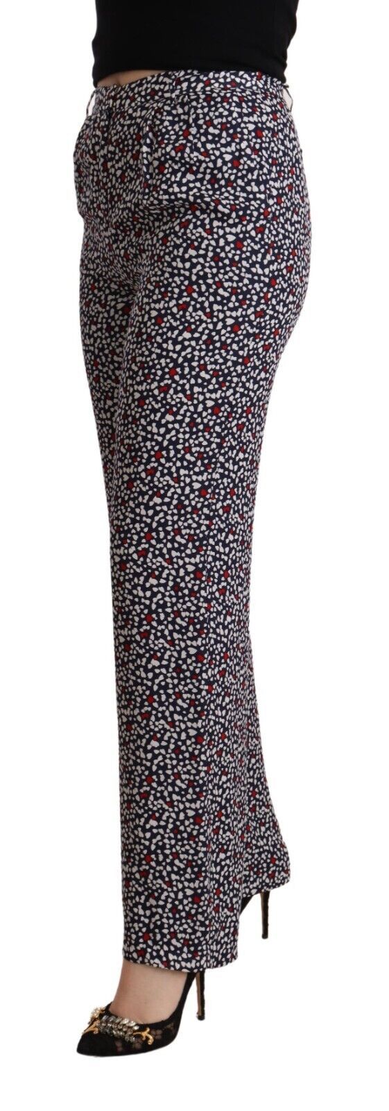 Black High Waist Printed Straight Pants - ventzia