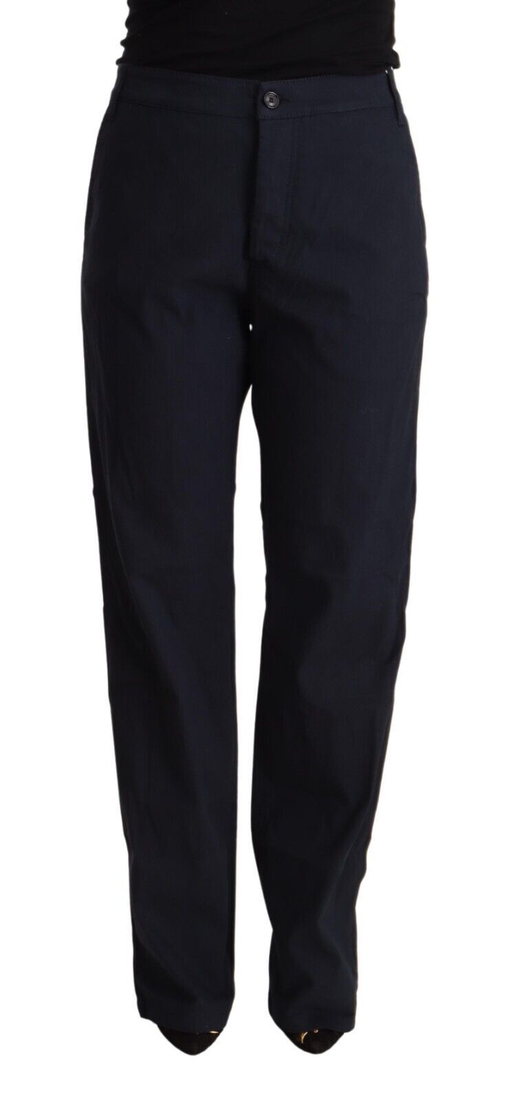 Black High Waist Tapered Cotton Pants - ventzia