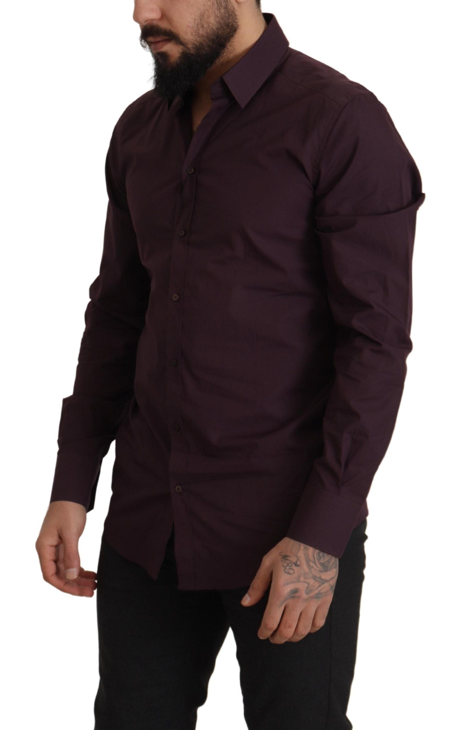 Purple Cotton GOLD Slim Fit Dress Shirt - ventzia