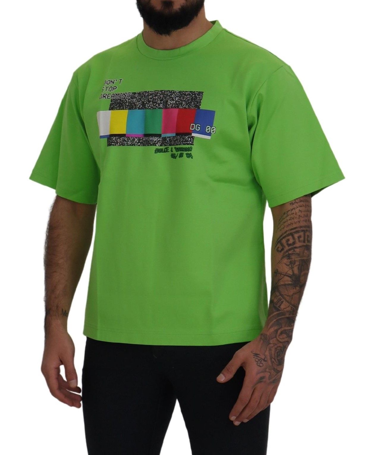 Green Cotton DG CHANNEL Top T-shirt - ventzia
