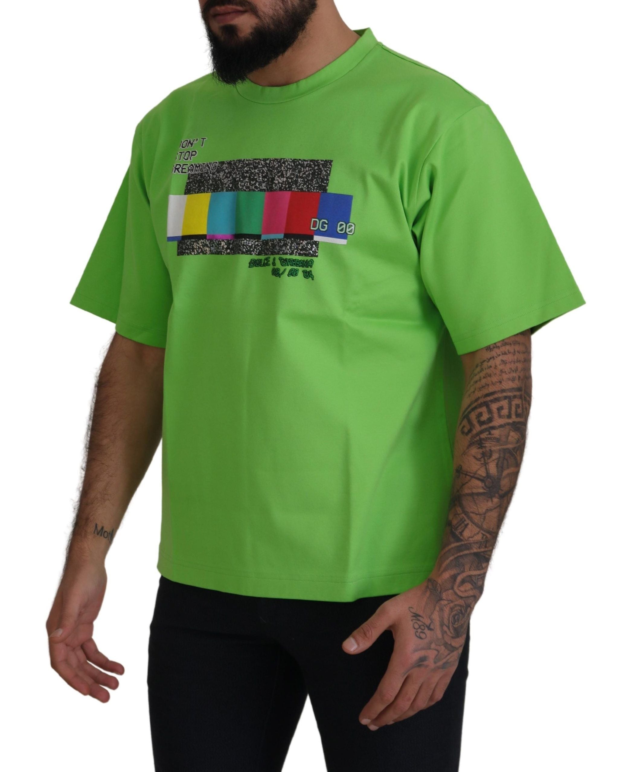 Green Cotton DG CHANNEL Top T-shirt - ventzia