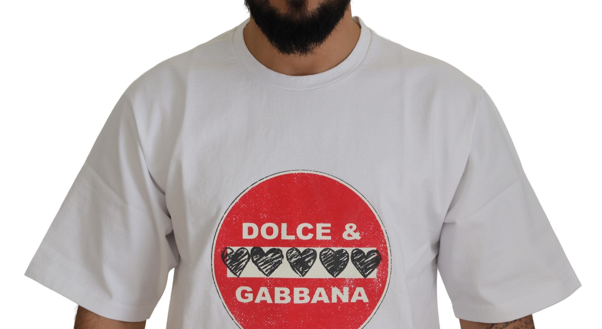 White Amor Heart Cotton Crewneck T-shirt - ventzia