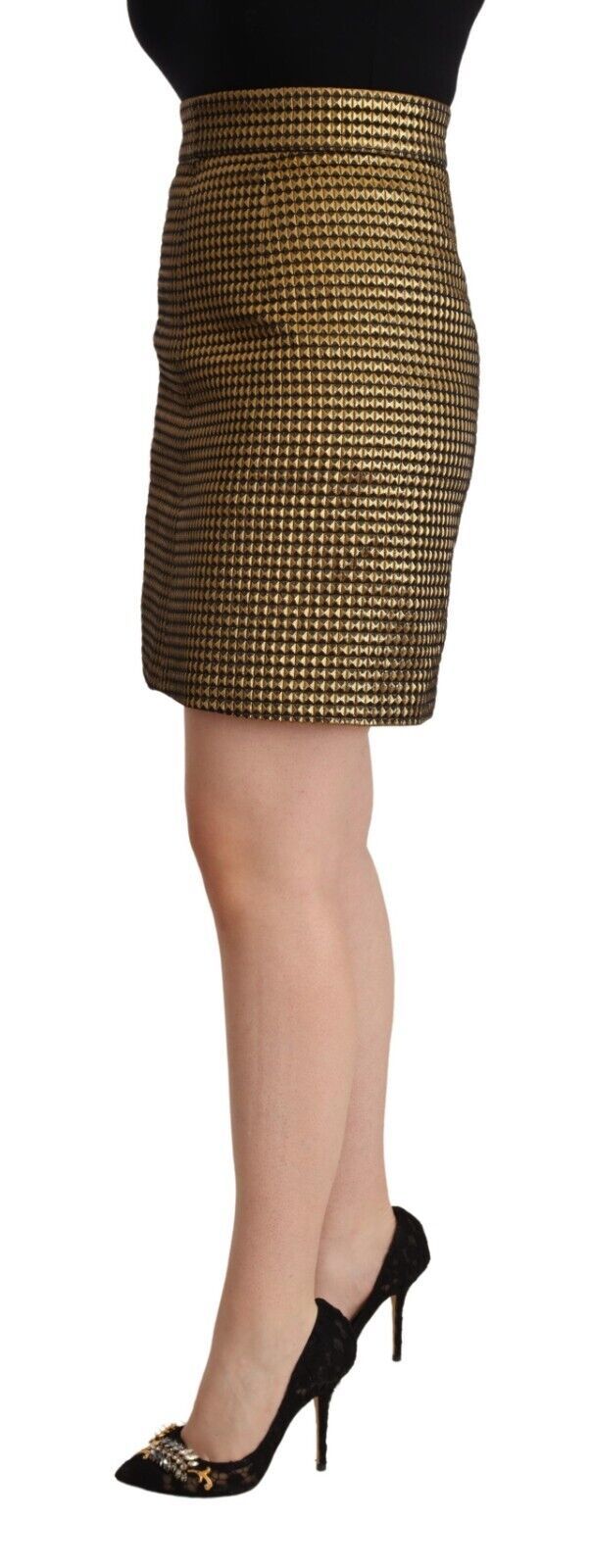 Black Gold A-line Above Knee Casual Skirt - ventzia
