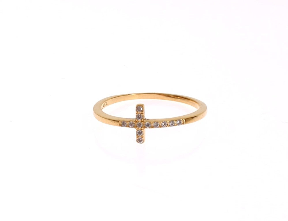 Chic Handmade Golden CZ Crystal Ring - ventzia