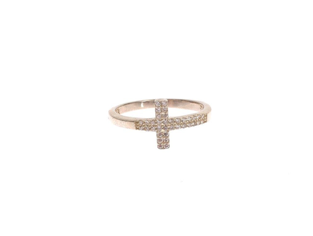 Silver CZ Cross Statement Ring - ventzia