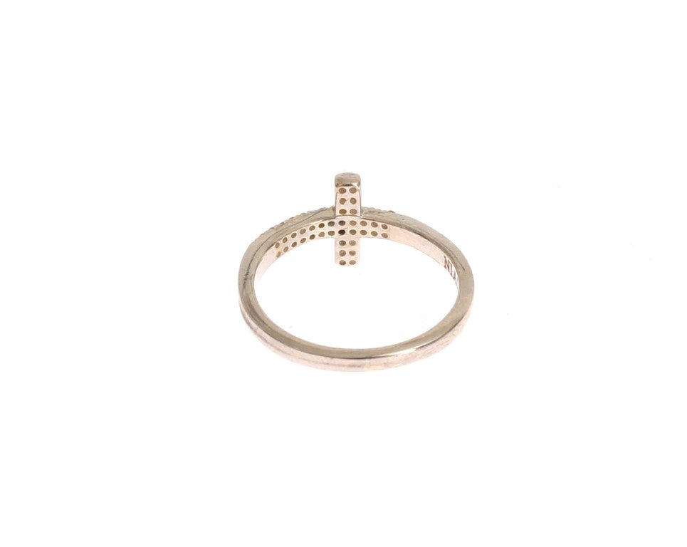 Silver CZ Cross Statement Ring - ventzia