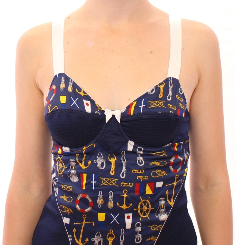 Blue Sailor Motif Stretch Tank Top - ventzia
