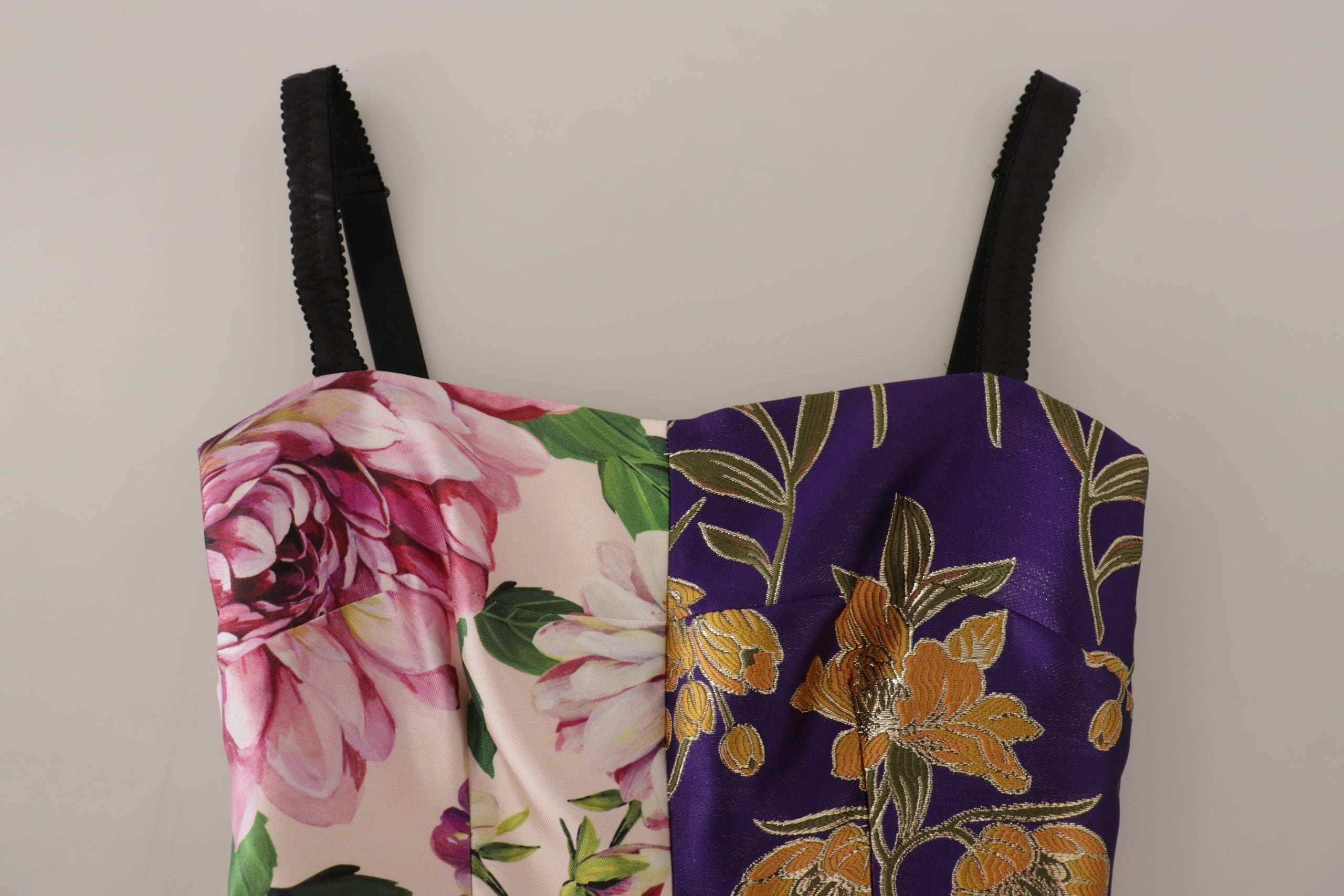 Dress Midi Patchwork Floral Jaquard Silk - ventzia