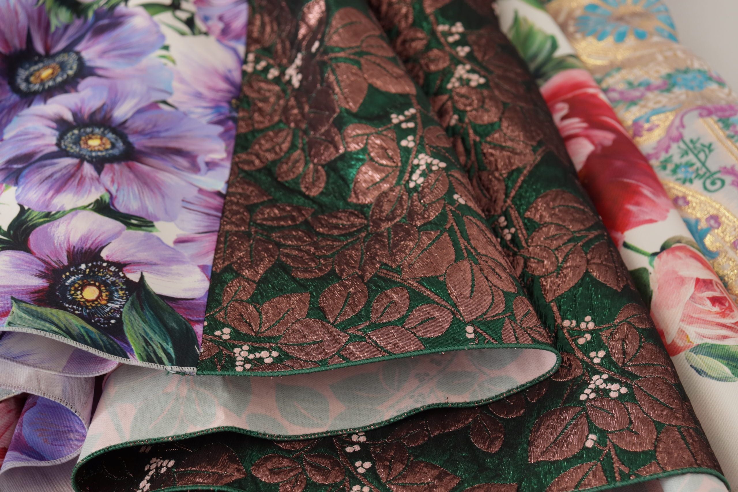 Dress Midi Patchwork Floral Jaquard Silk - ventzia