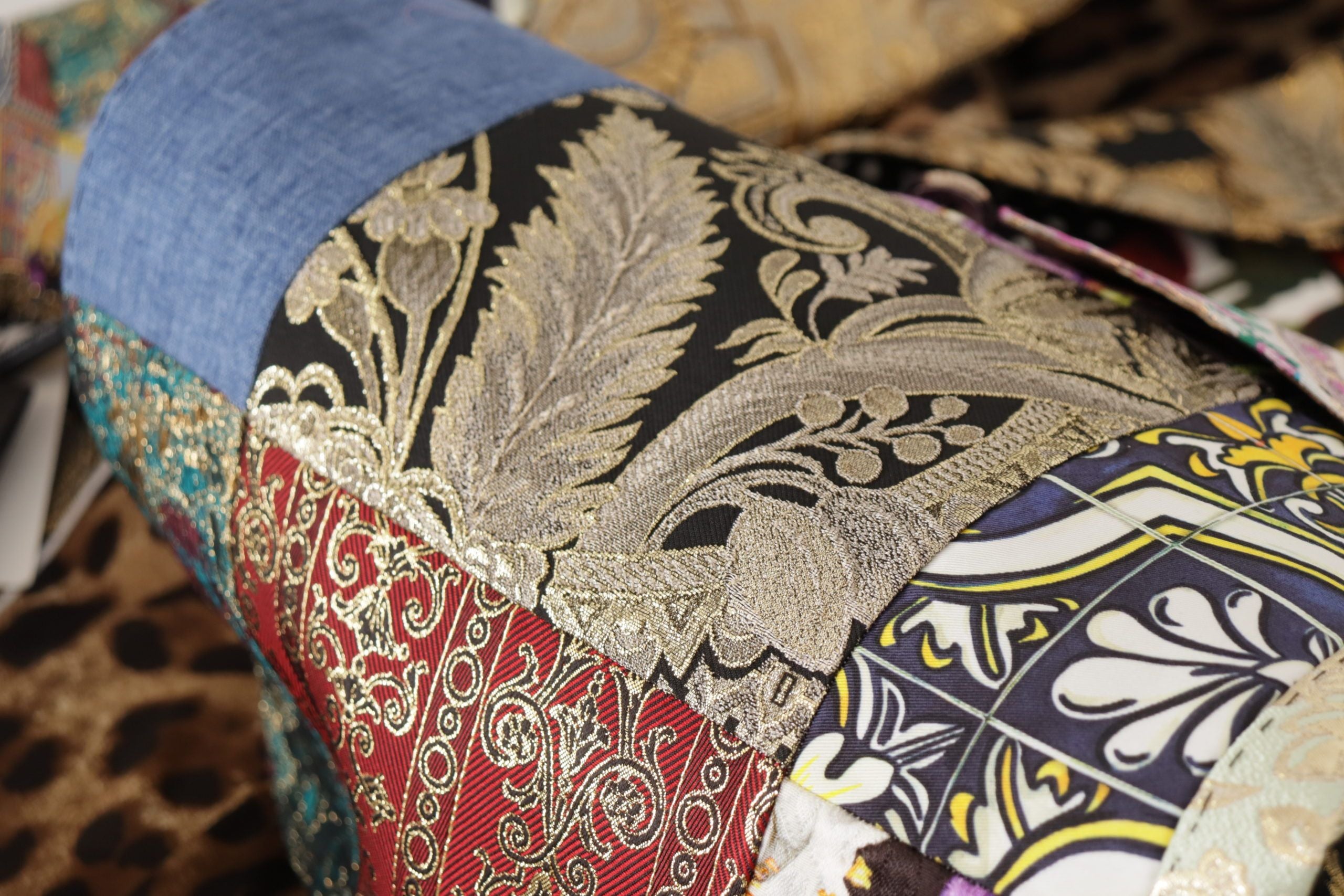 Multicolor Double-Breasted Patchwork Jacquard Blazer Jacket - ventzia