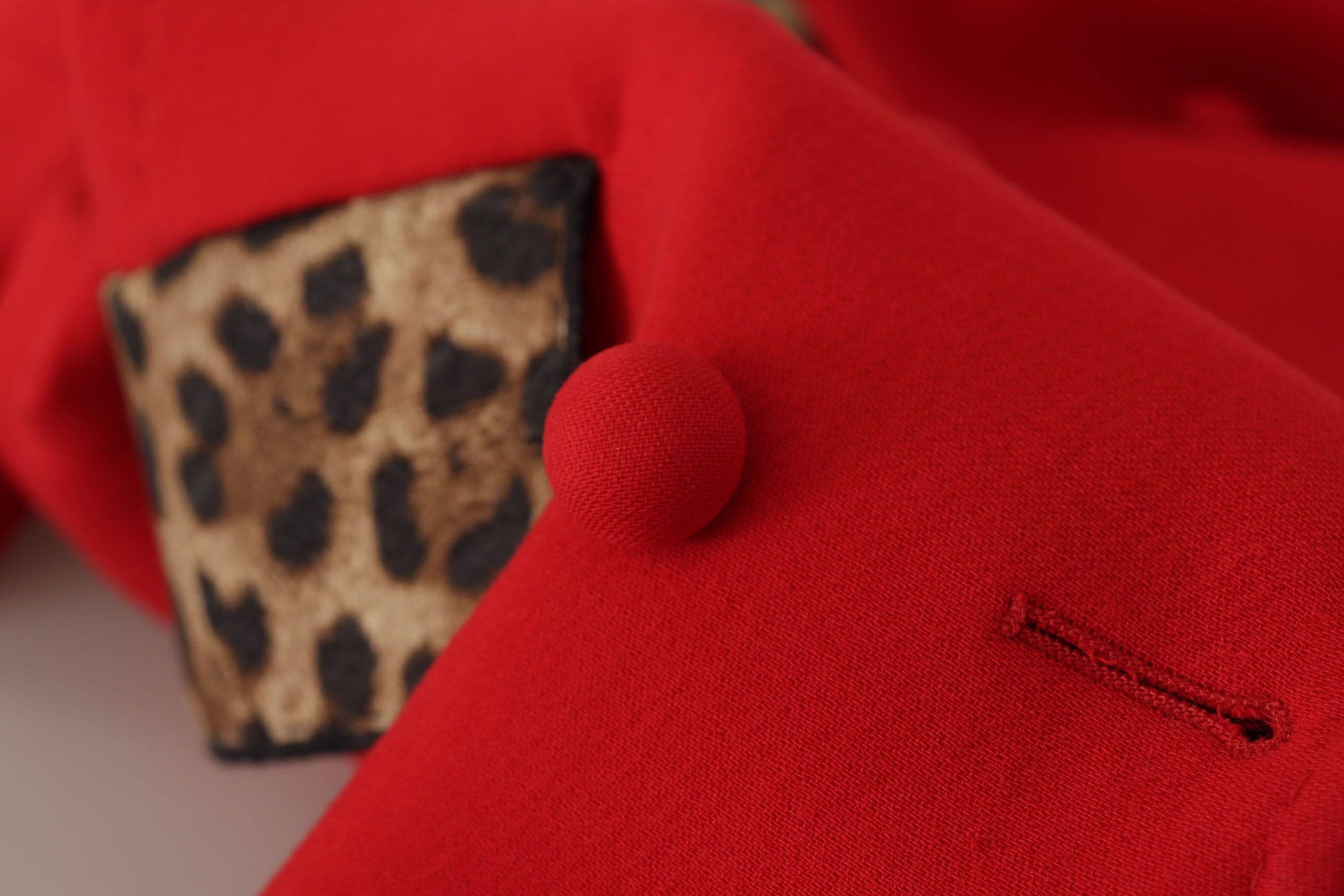 Red Leopard Wool Trenchcoat Jacket - ventzia