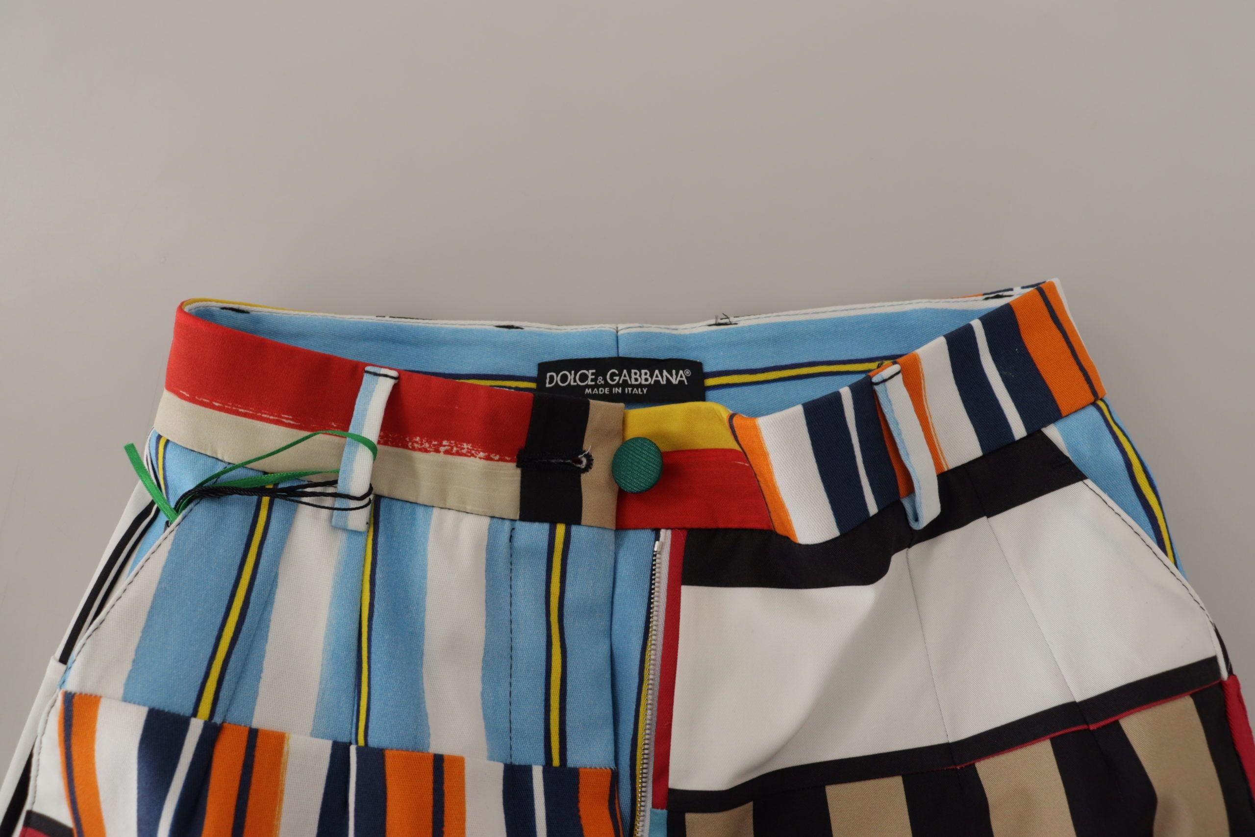 Multicolor Striped High Waist Cotton Pants - ventzia