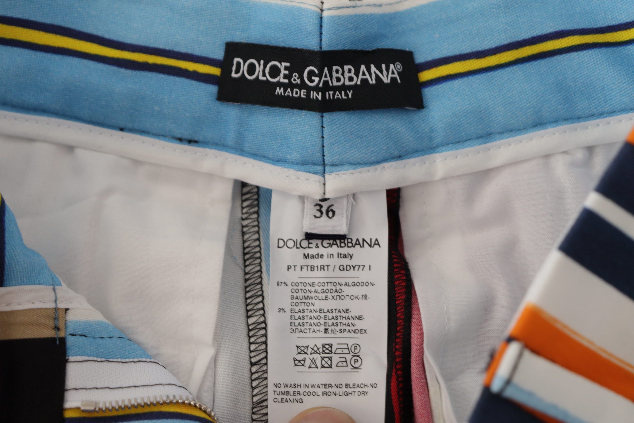 Multicolor Striped High Waist Cotton Pants - ventzia