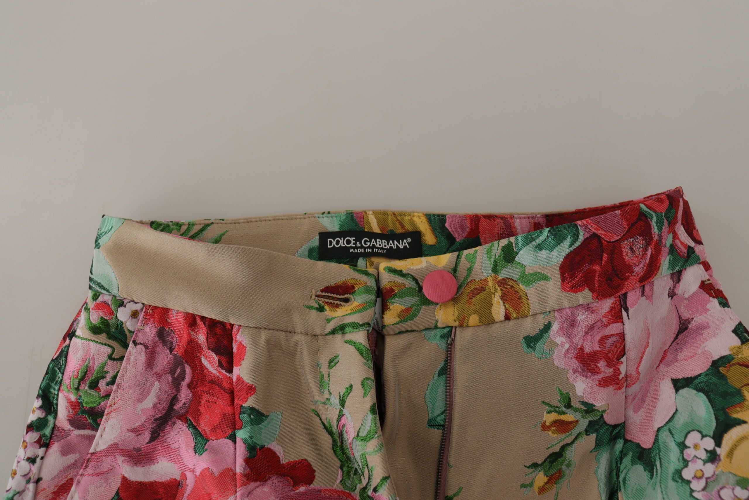 Beige Floral Dress Formal High Waist Pants - ventzia