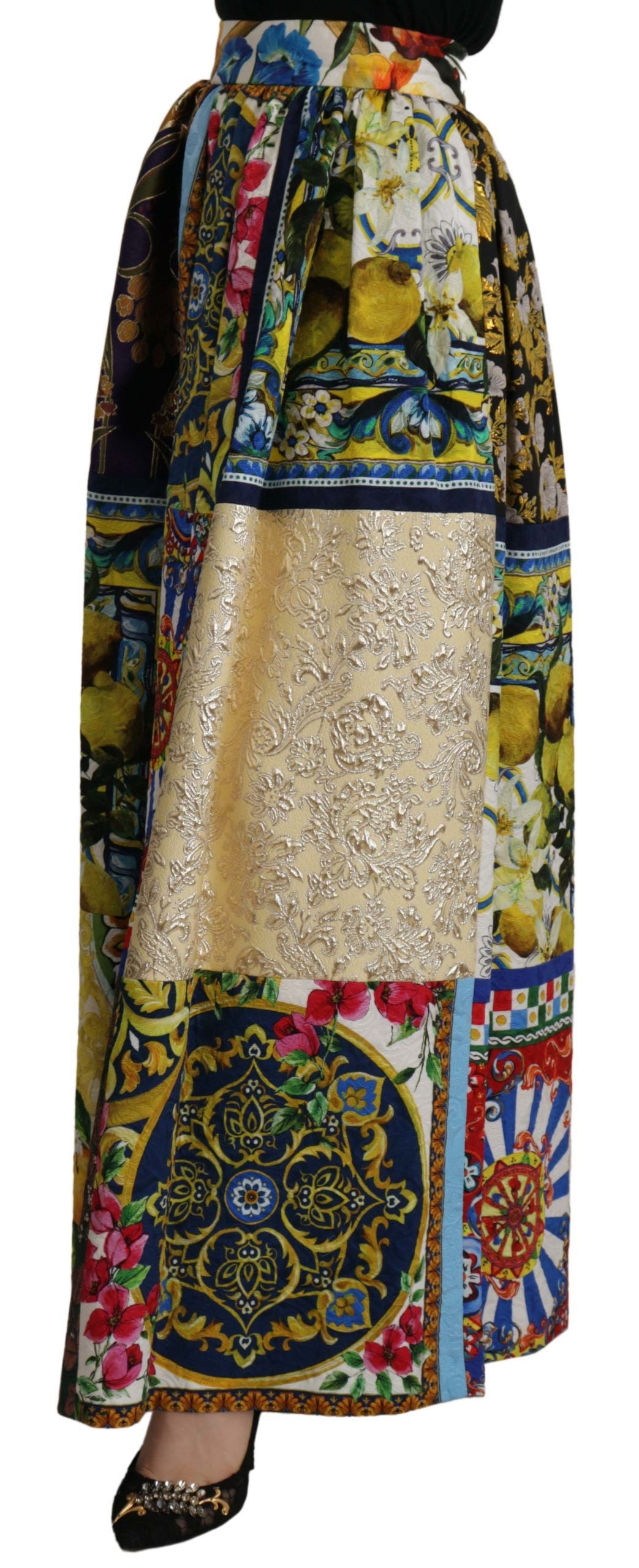 Multicolor Patchwork Sicily Long Maxi Skirt - ventzia