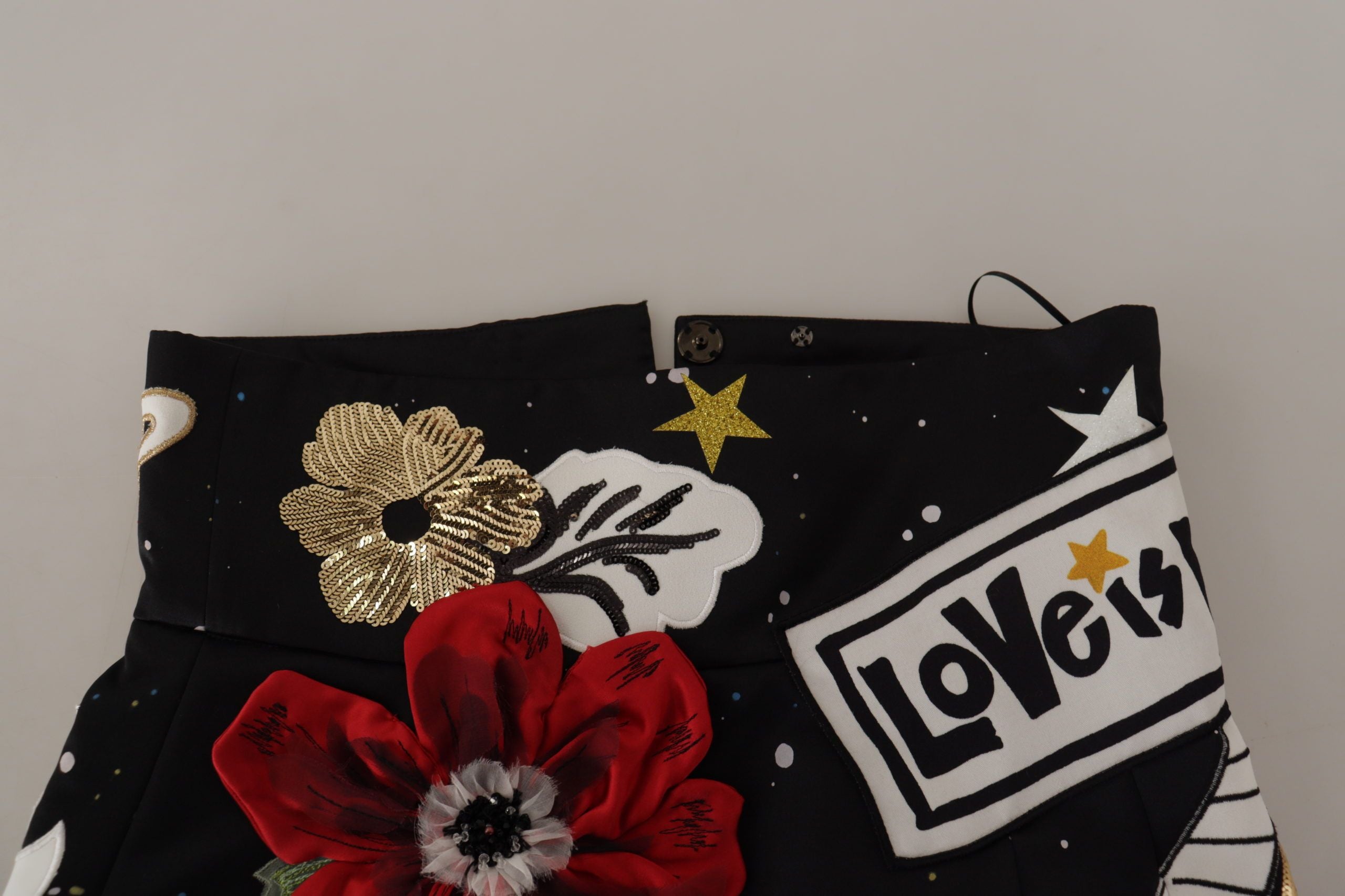 Black Love Clock Sequined Piano Skirt - ventzia