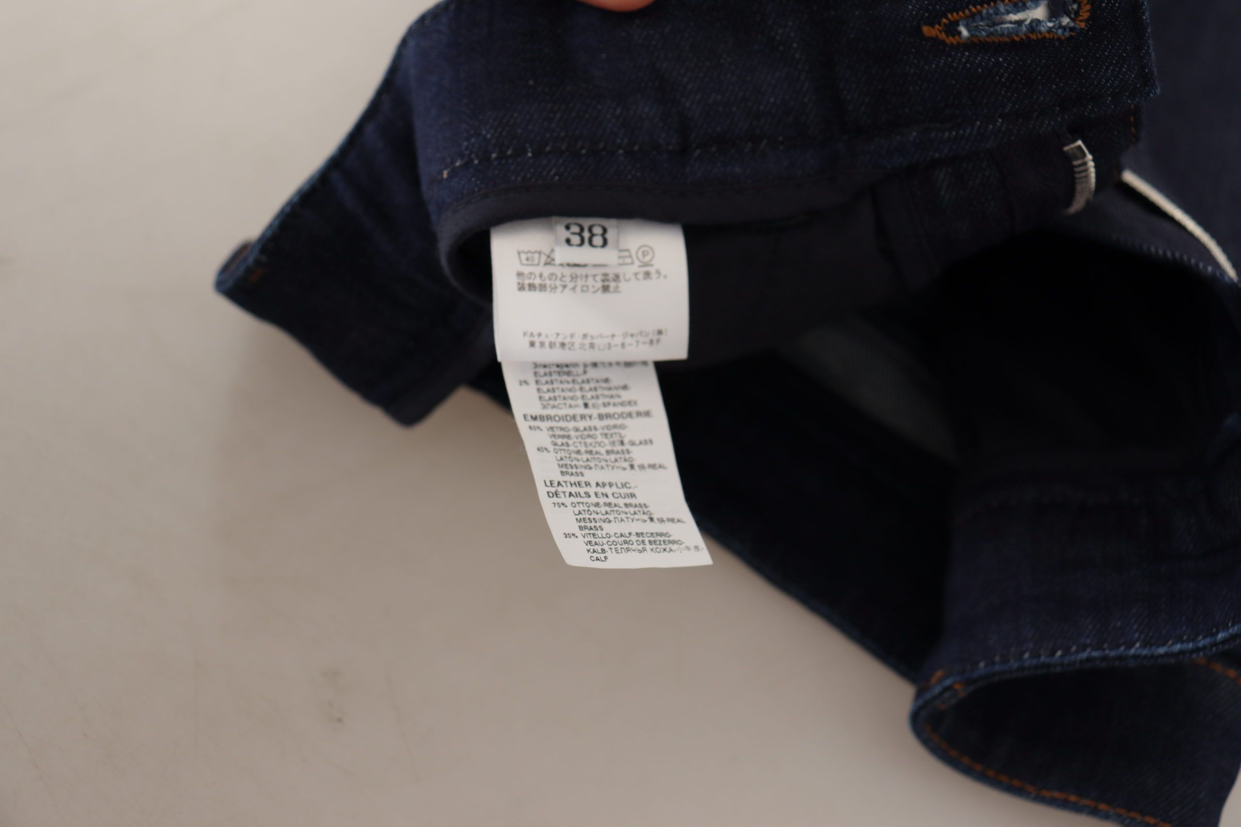 Blue Denim Stretch Crystal Hot Pants Shorts - ventzia