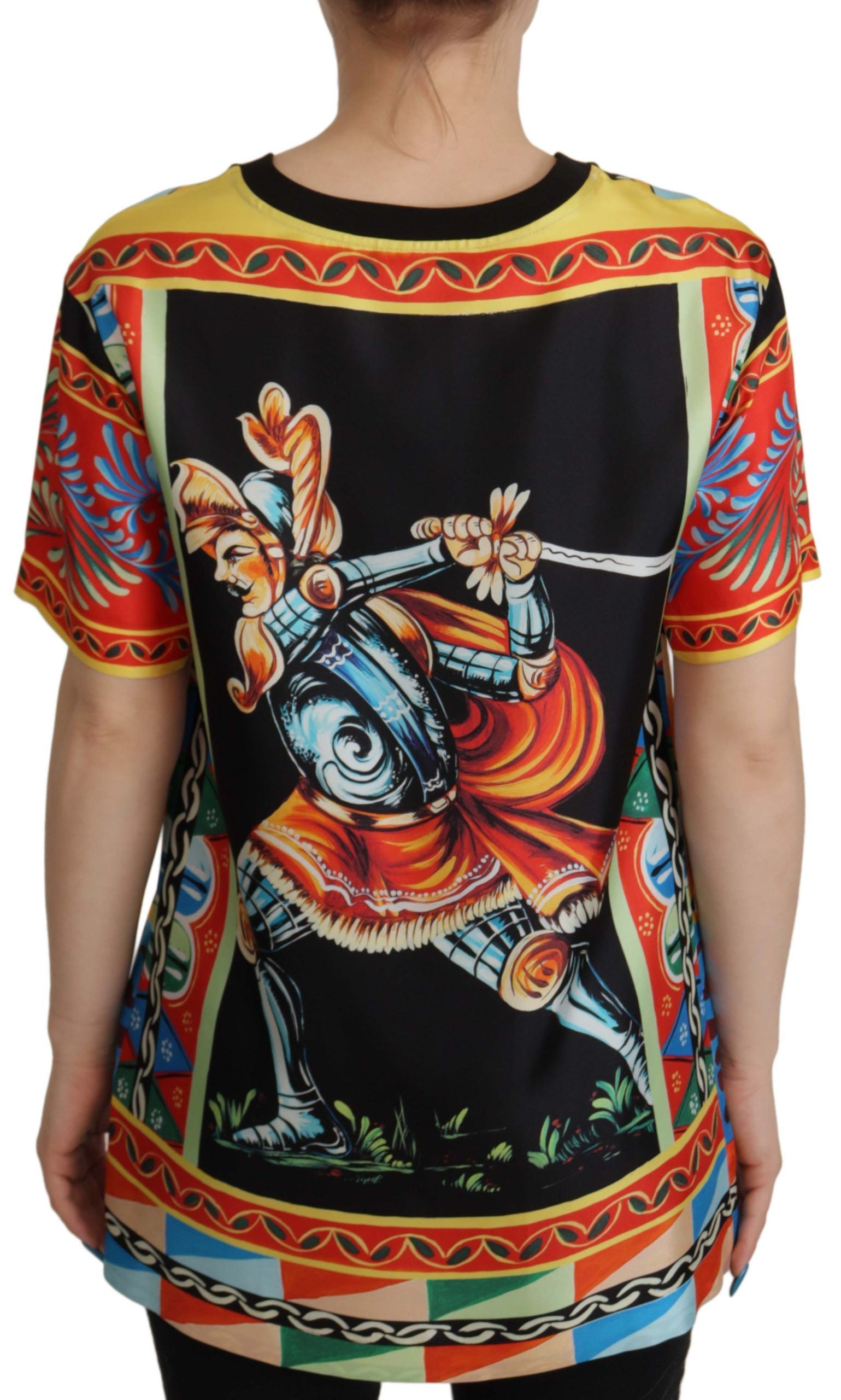 Multicolor Soldier Carretto Silk Top T-shirt - ventzia