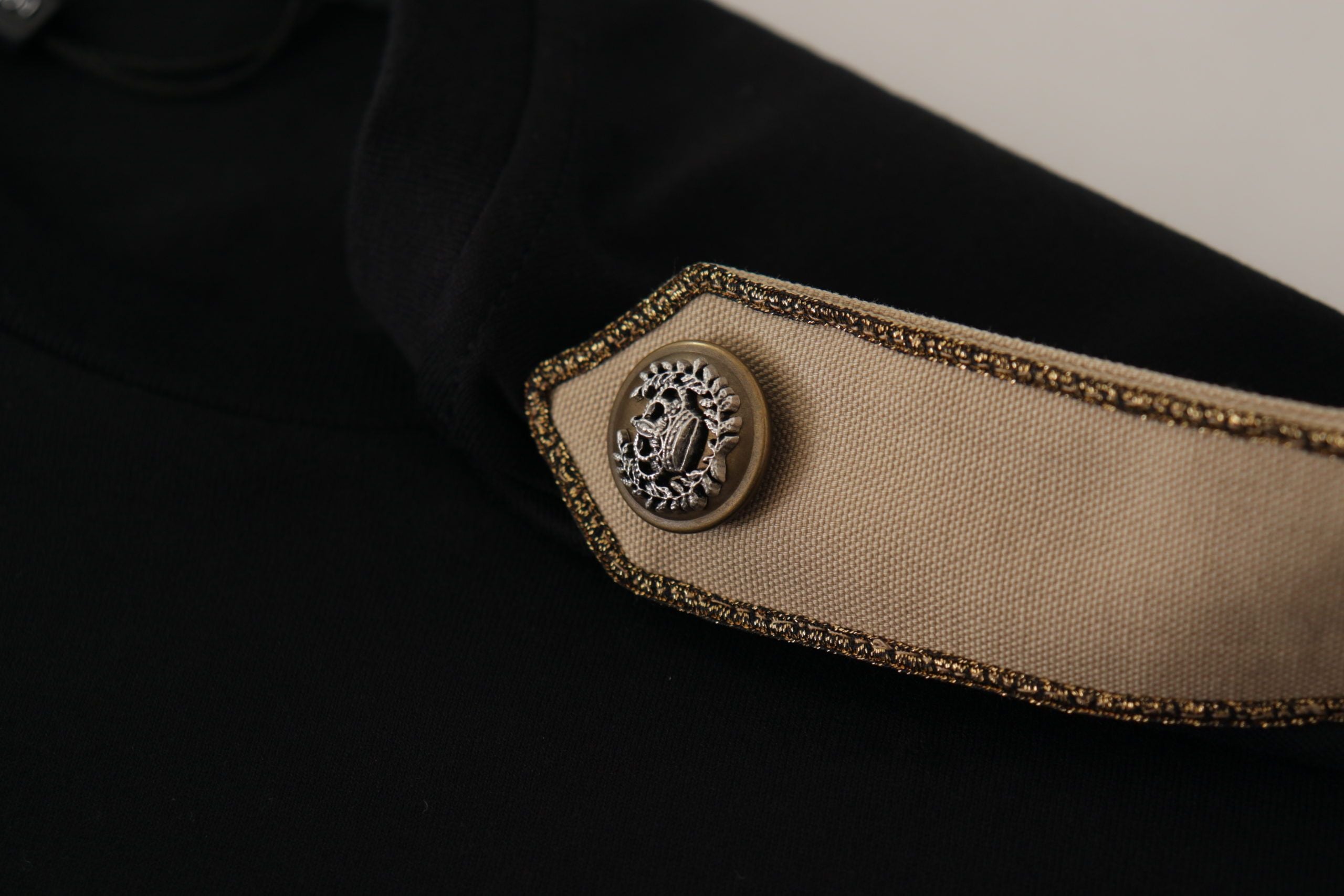Black Logo Motive Crewneck Cotton T-shirt - ventzia