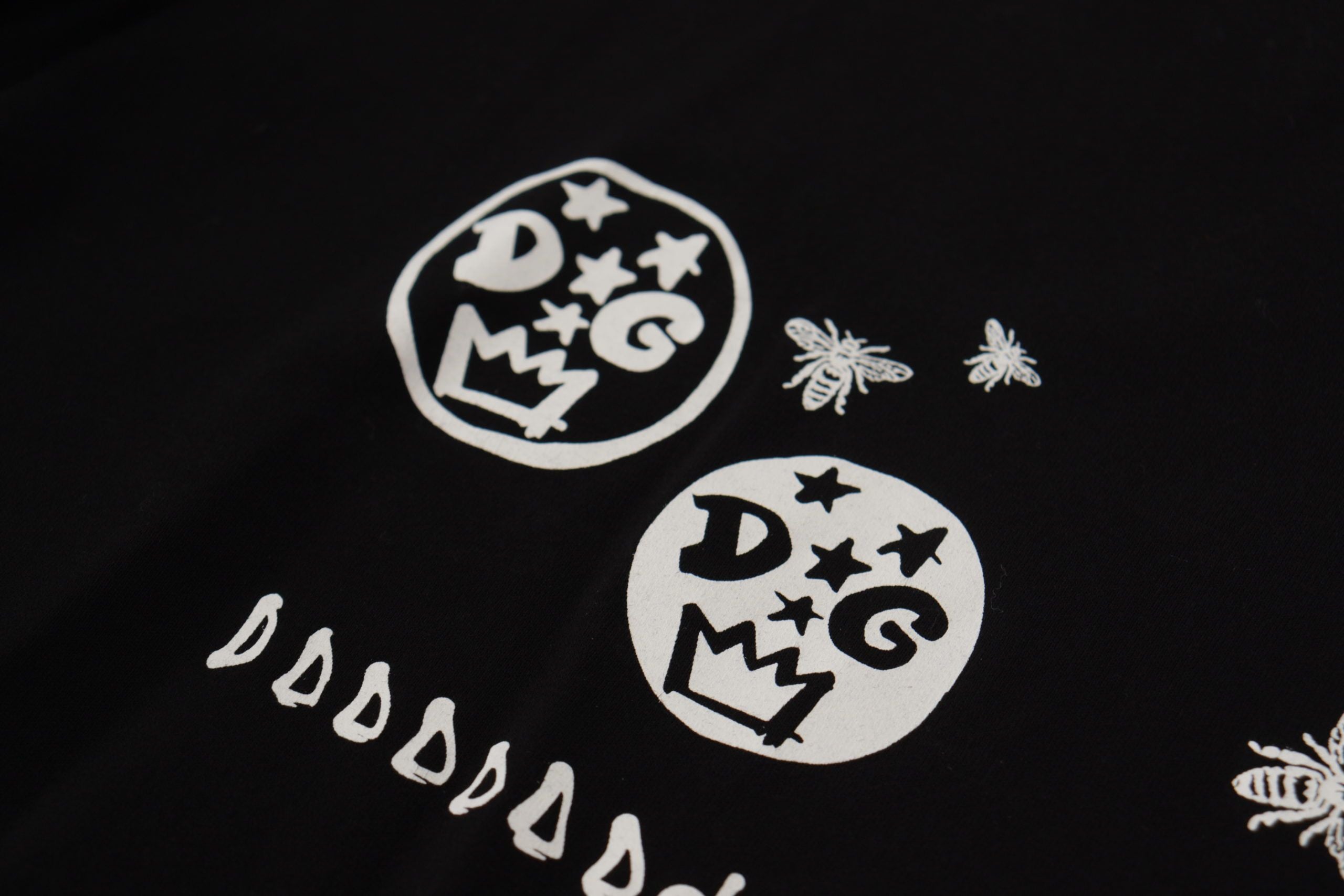 Black Logo Motive Crewneck Cotton T-shirt - ventzia