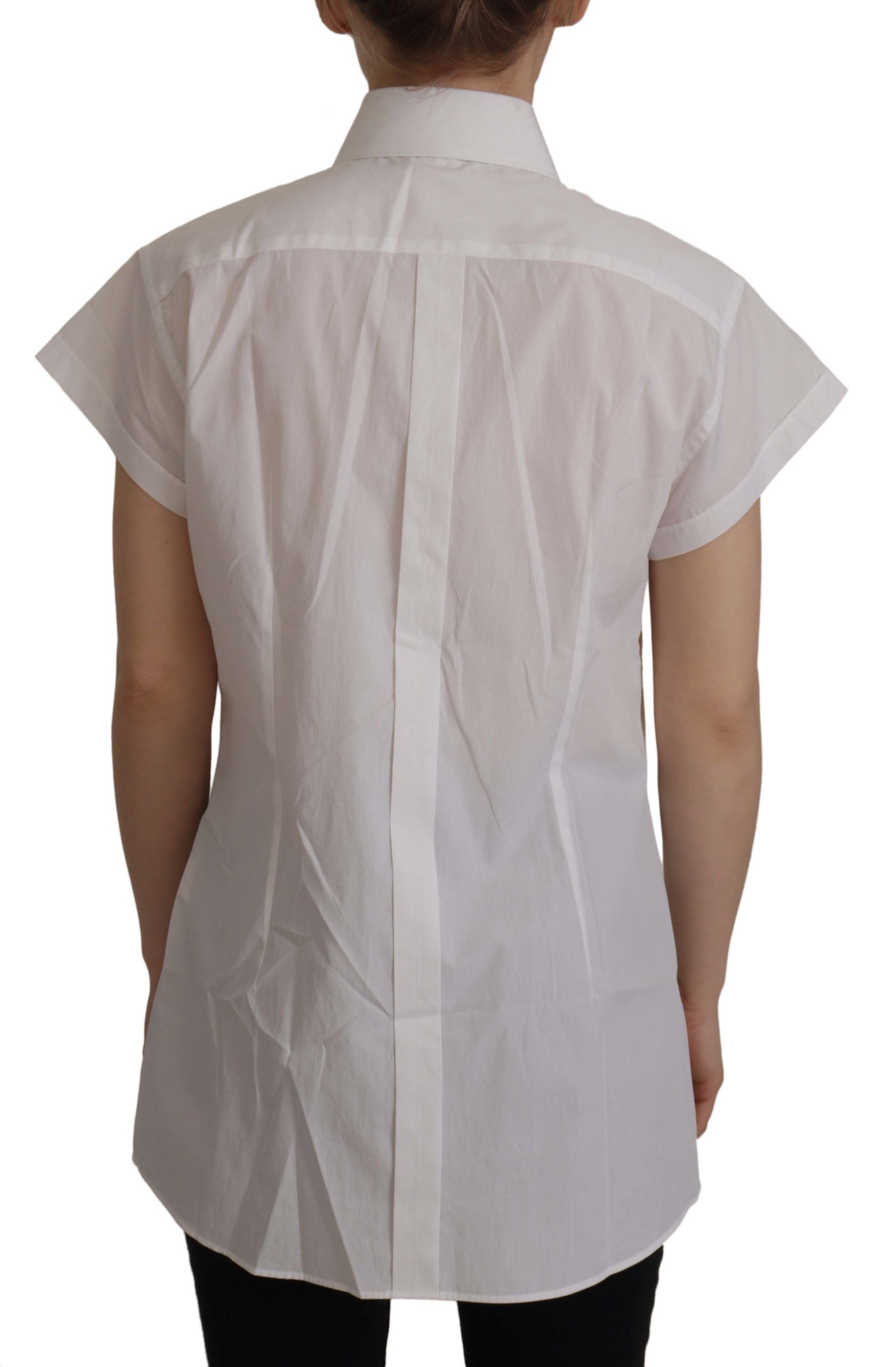 White Sleeveless Tuxedo Formal Blouse Top - ventzia