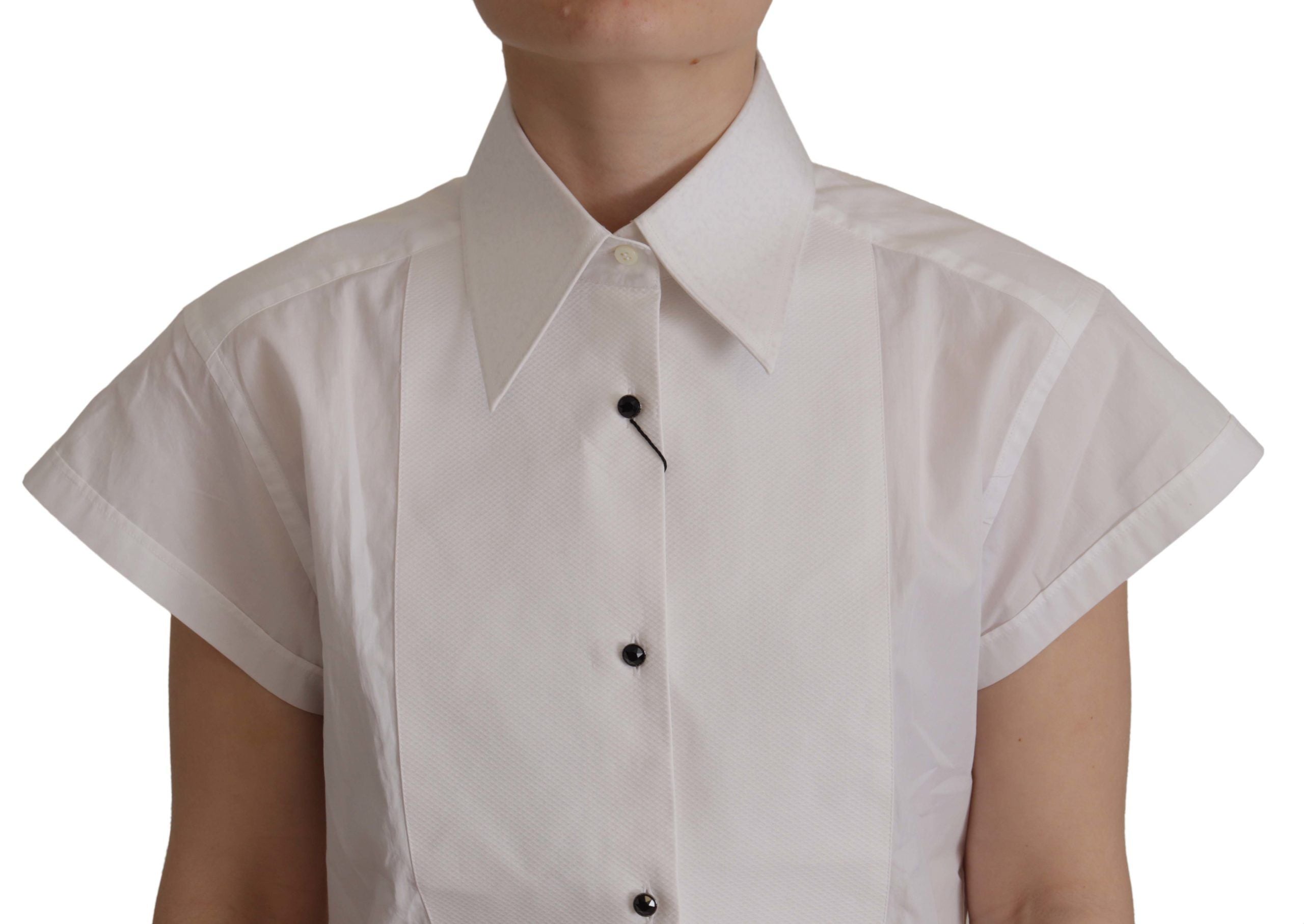 White Sleeveless Tuxedo Formal Blouse Top - ventzia