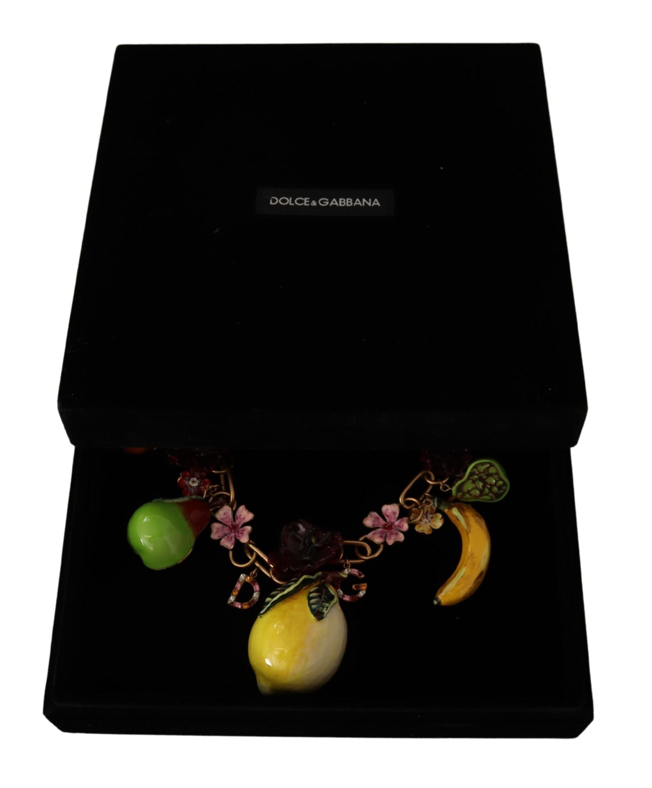 Gold Brass Sicily Fruits Roses Statement Necklace - ventzia