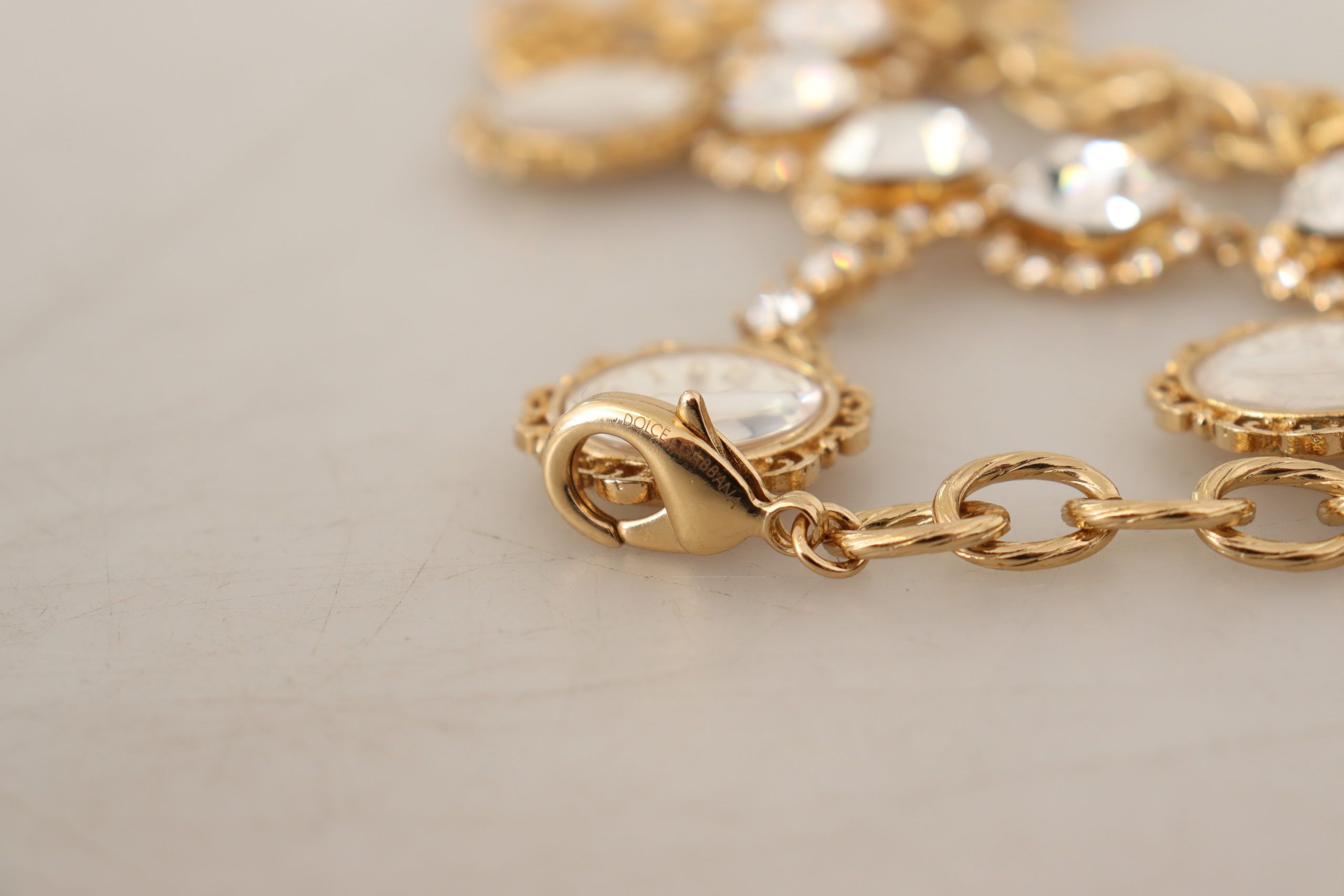 Gold Clock Statement Crystal Chain Necklace - ventzia
