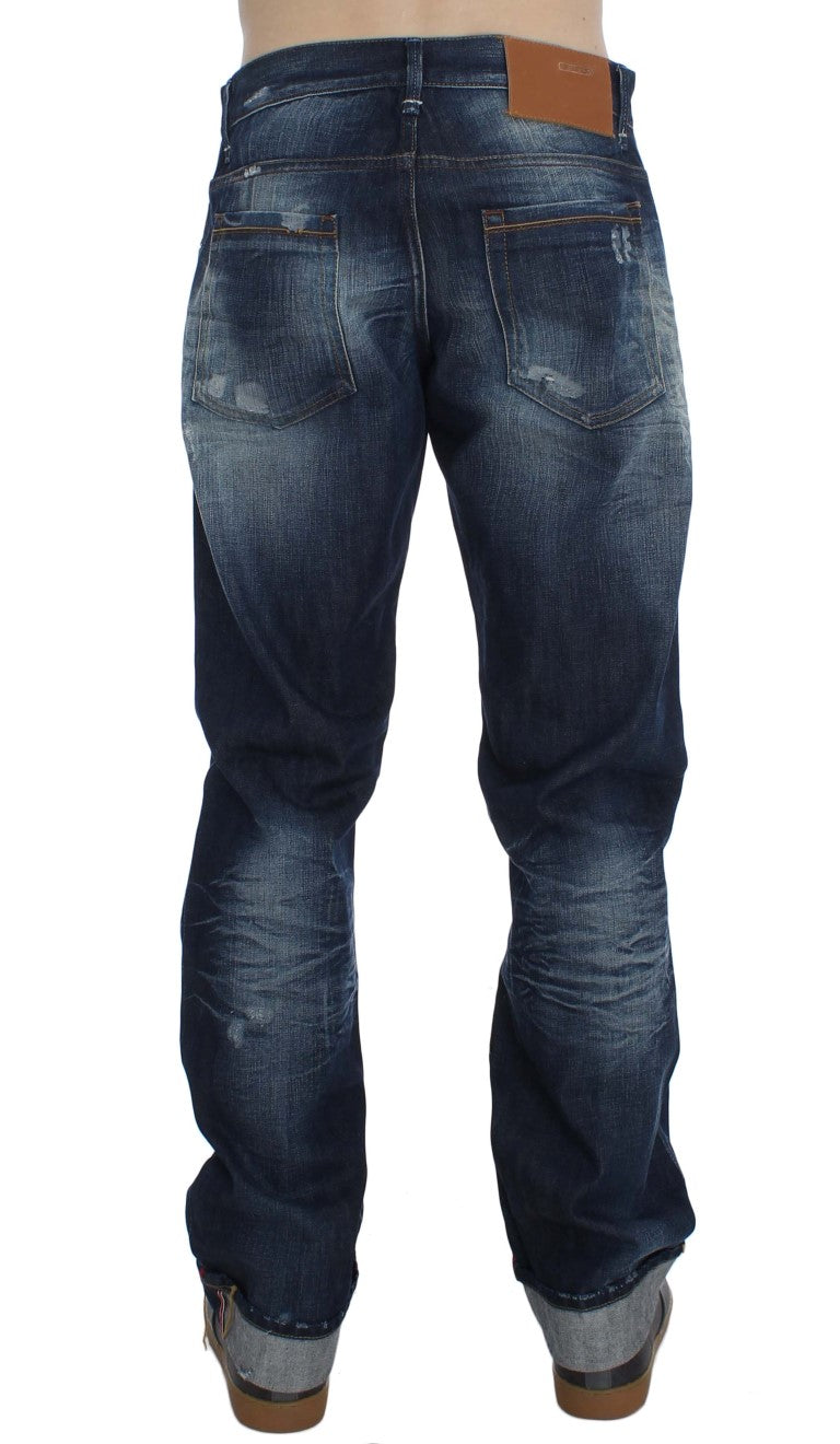 Blue Wash Cotton Denim Regular Fit Jeans - ventzia