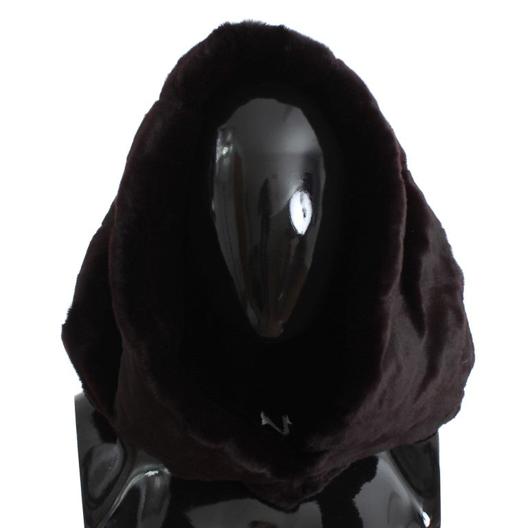 Exclusive Purple Weasel Fur Hooded Scarf - ventzia