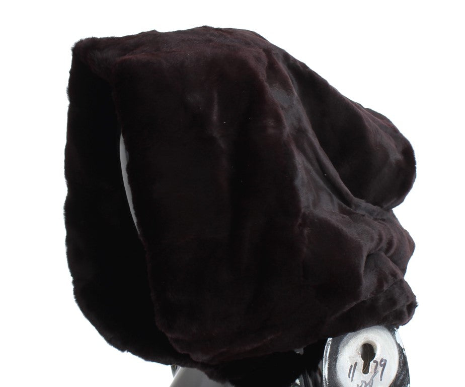 Exclusive Purple Weasel Fur Hooded Scarf - ventzia
