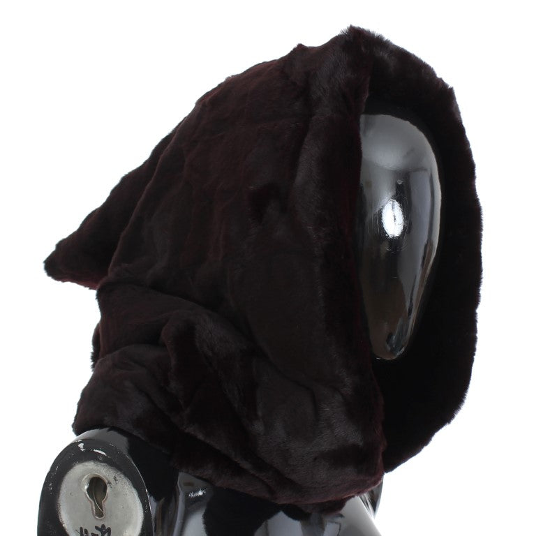 Exclusive Purple Weasel Fur Hooded Scarf - ventzia