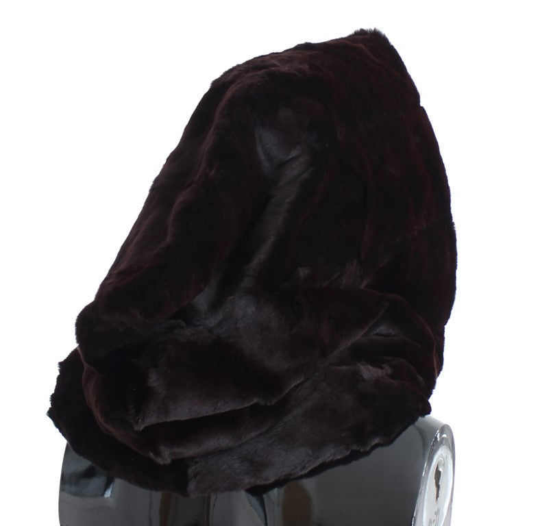 Exclusive Purple Weasel Fur Hooded Scarf - ventzia