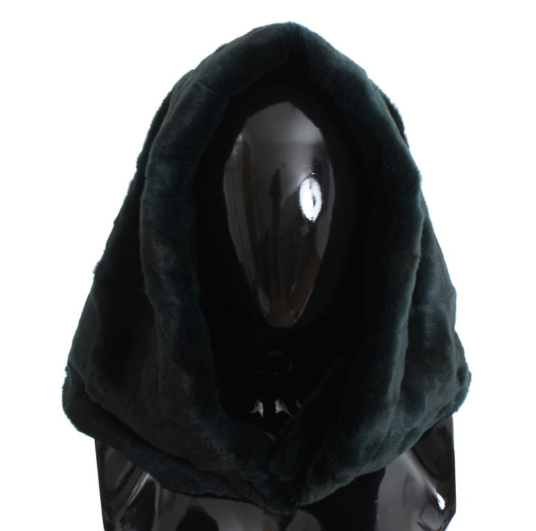 Exclusive Green Weasel Fur Hooded Scarf - ventzia