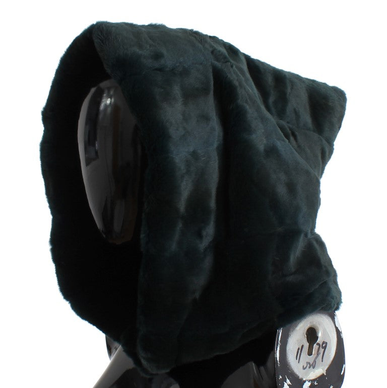 Exclusive Green Weasel Fur Hooded Scarf - ventzia